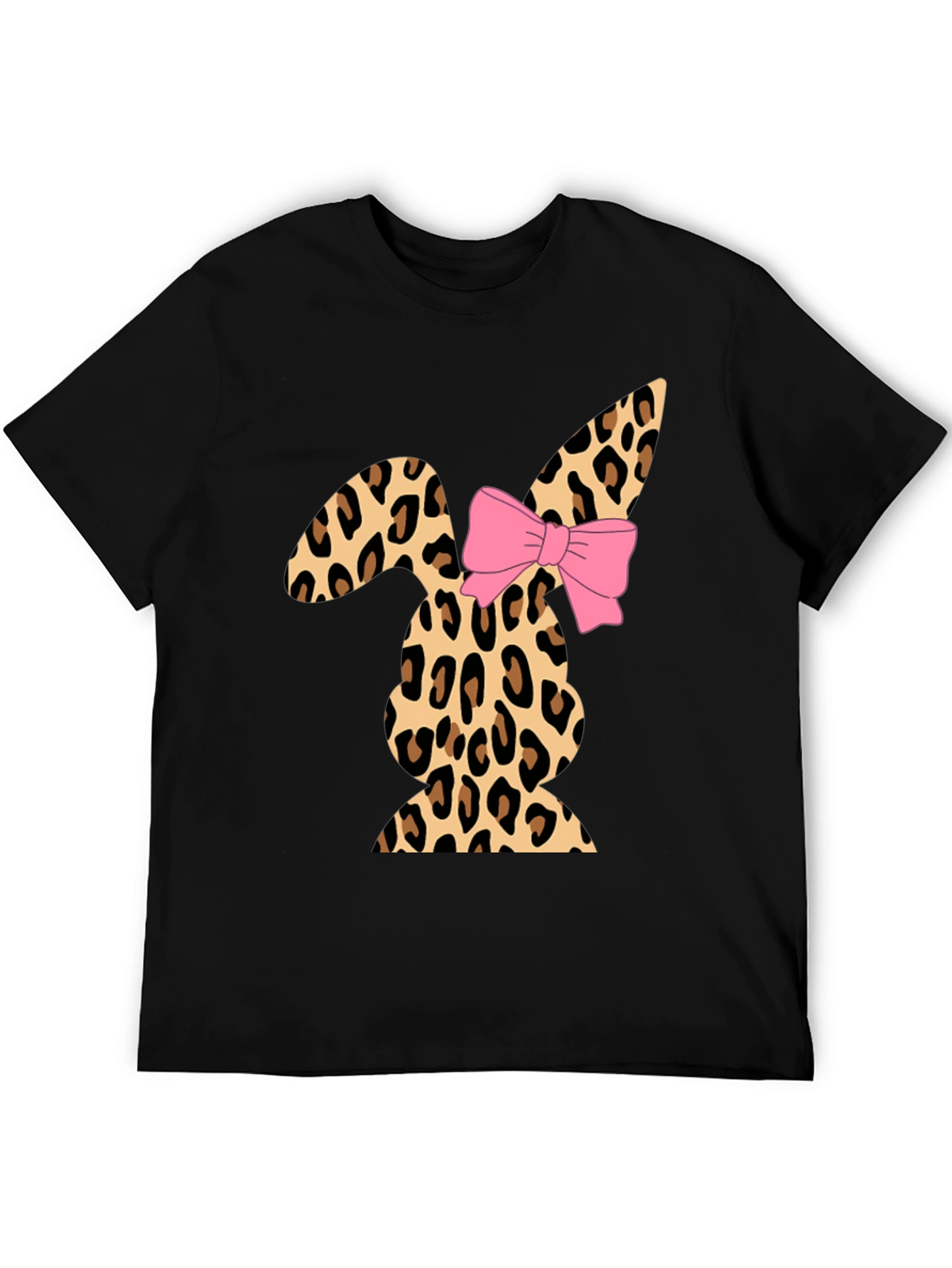 Black Leopard Print Easter Bunny T-Shirt with Bow view 5