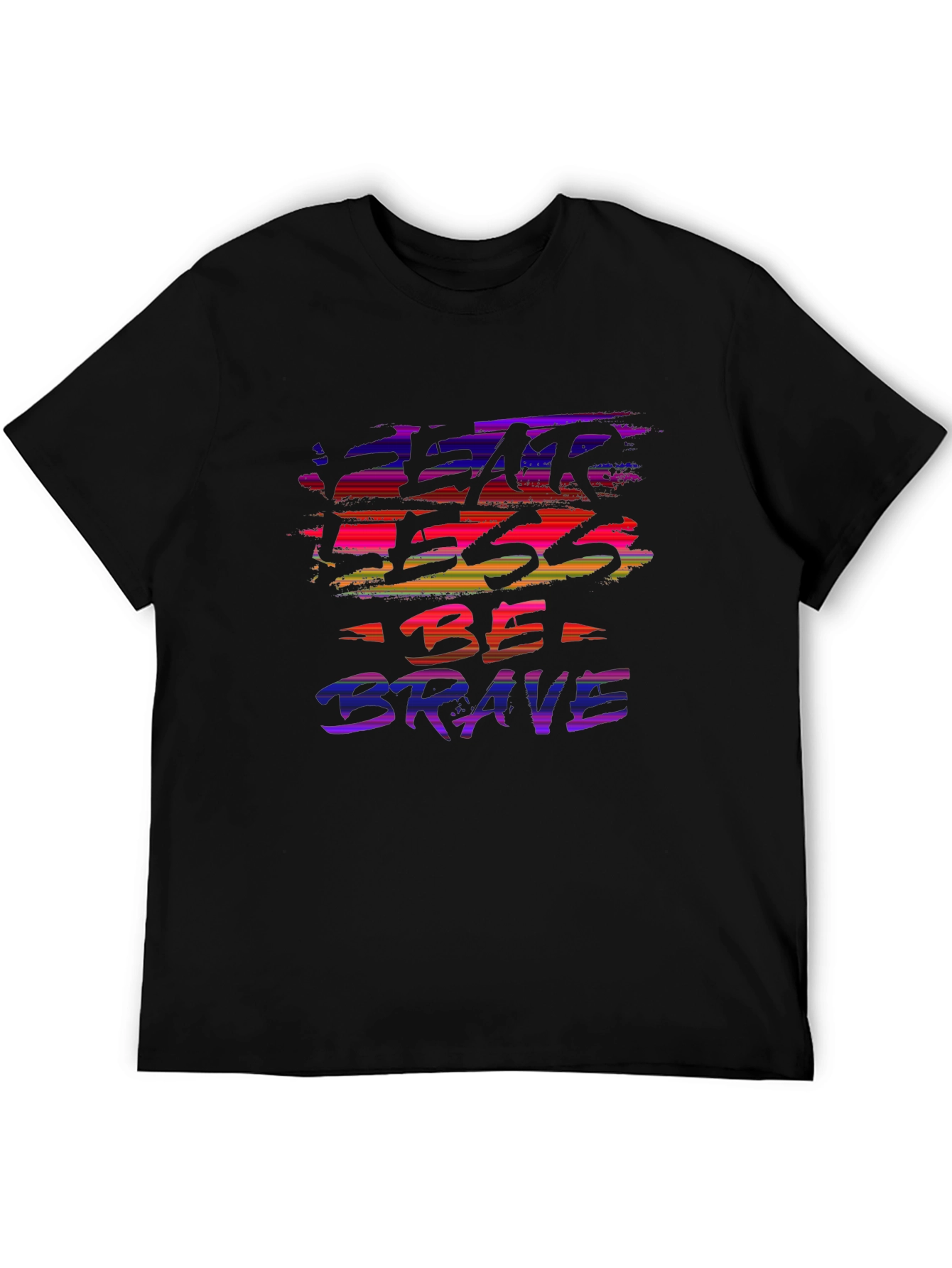Black Fear Less Be Brave Black Graphic Tee view 5