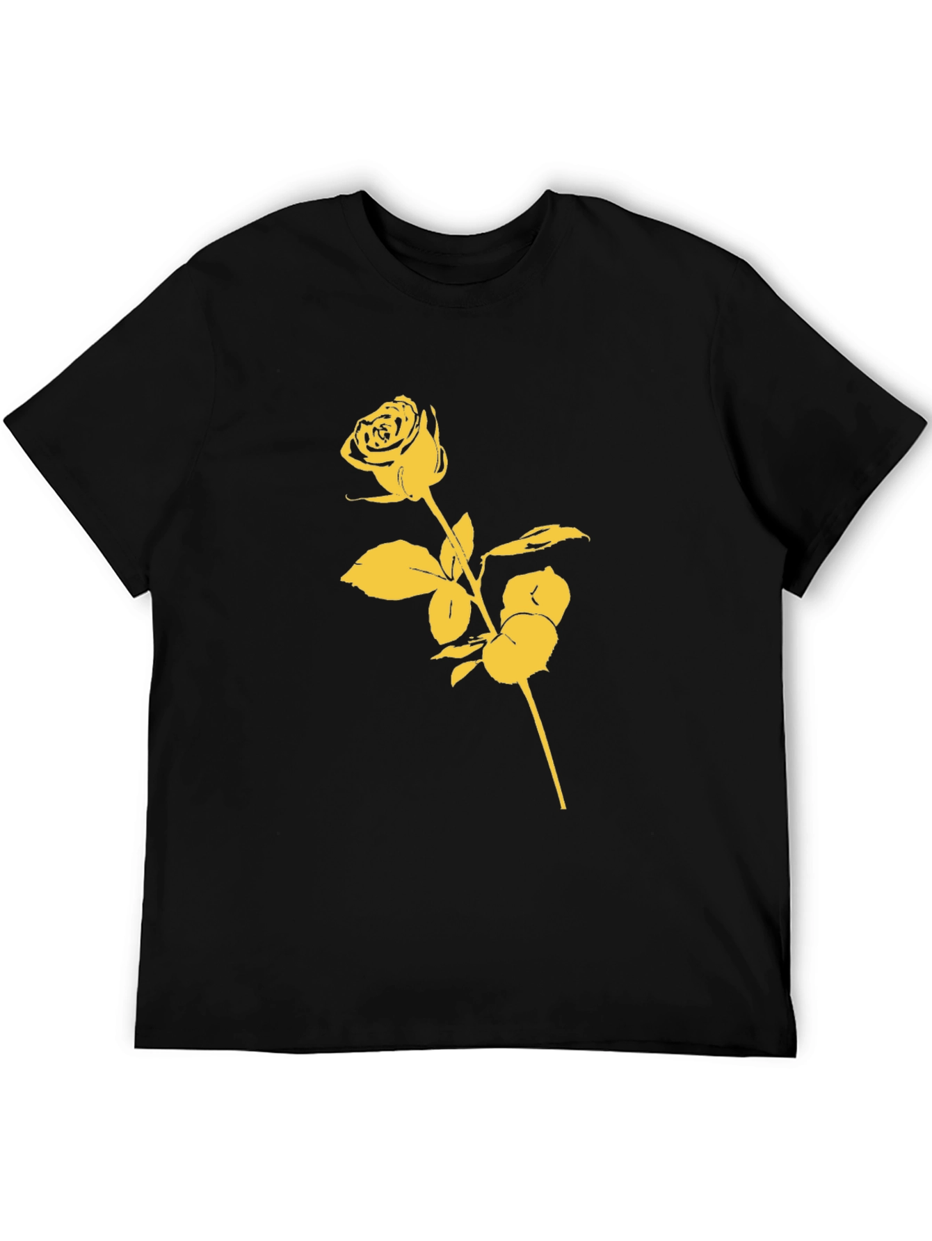 Black Black T-Shirt with Gold Rose Graphic view 5