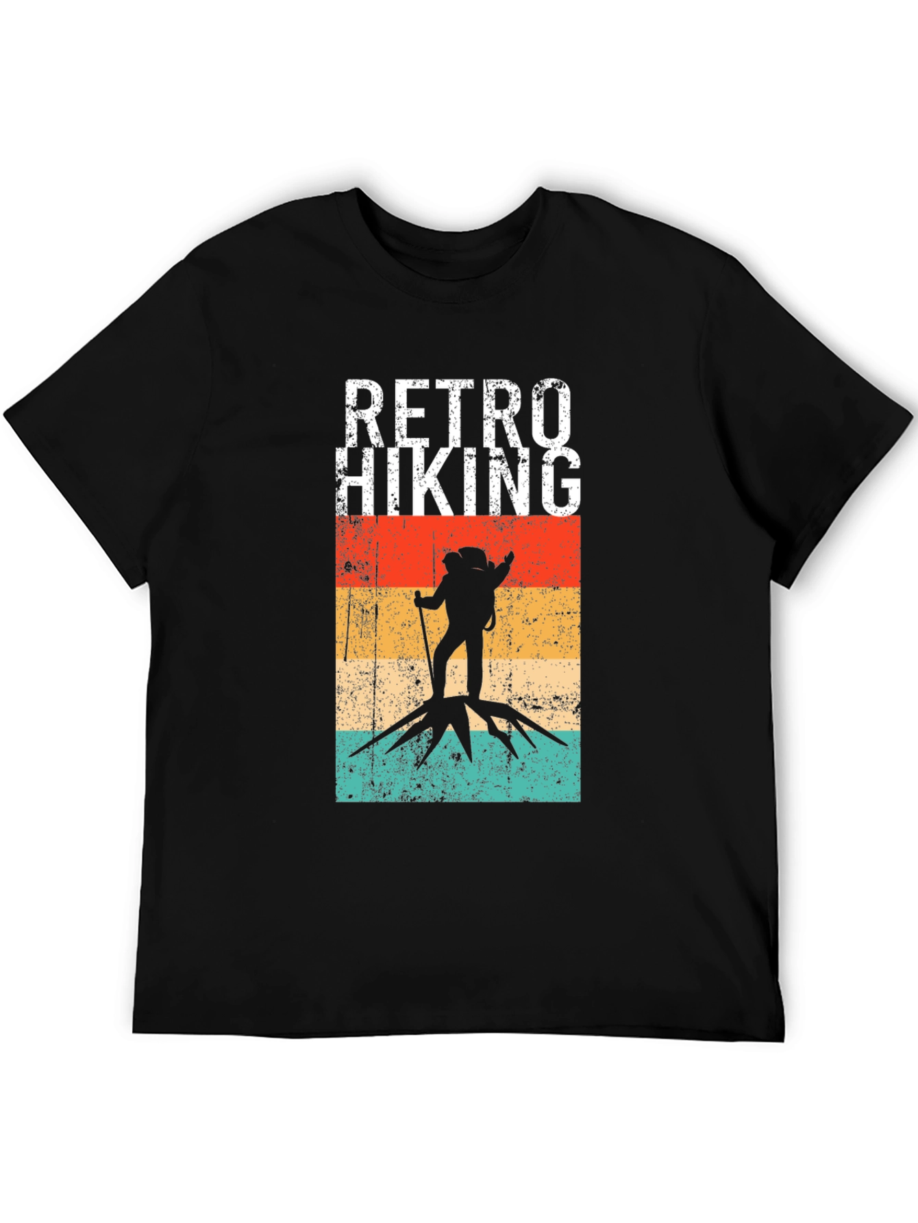 Black Retro Hiking T-Shirt - Vintage Outdoors Adventure Tee view 5