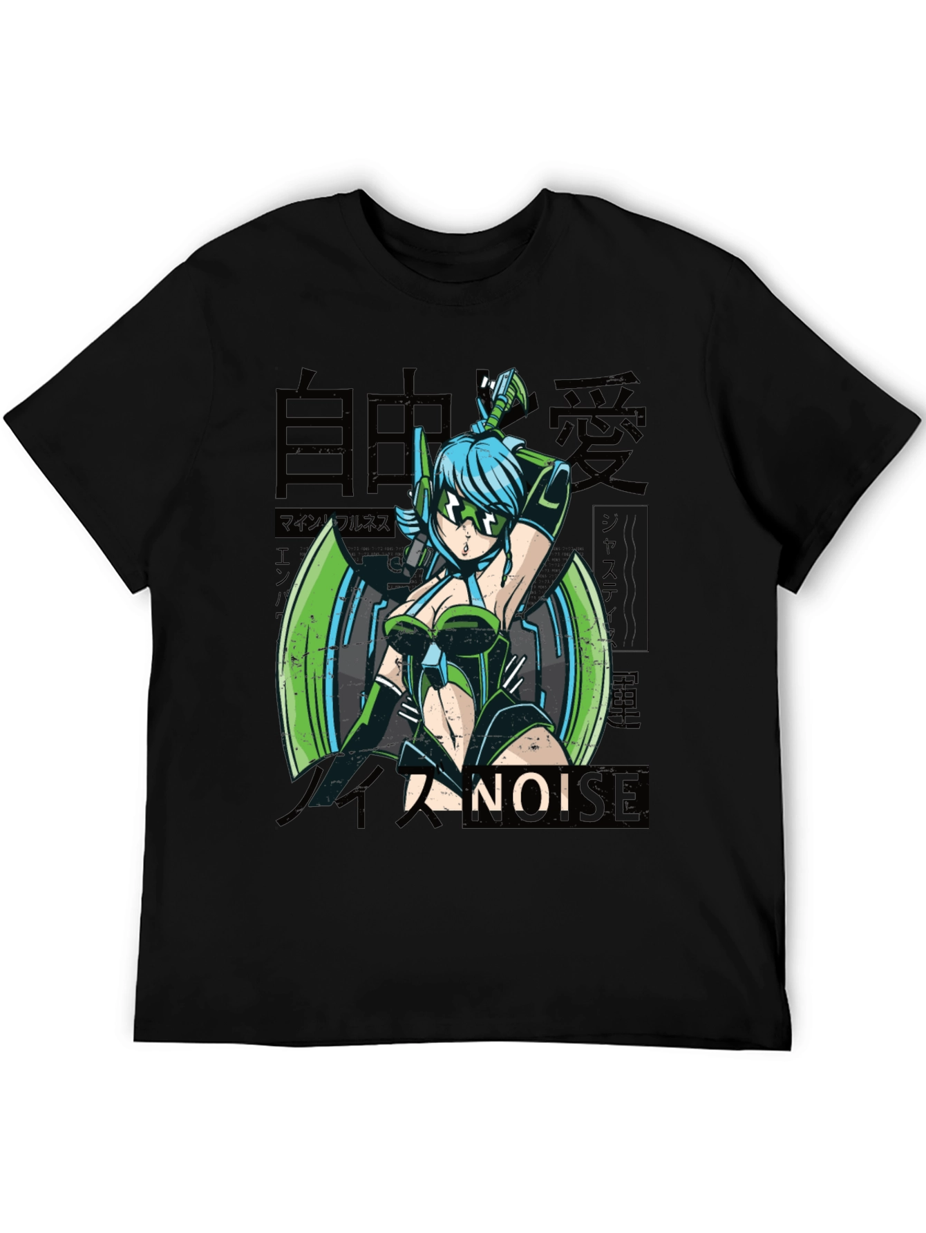 Black Anime Girl Graphic Tee - Cyberpunk Style view 5
