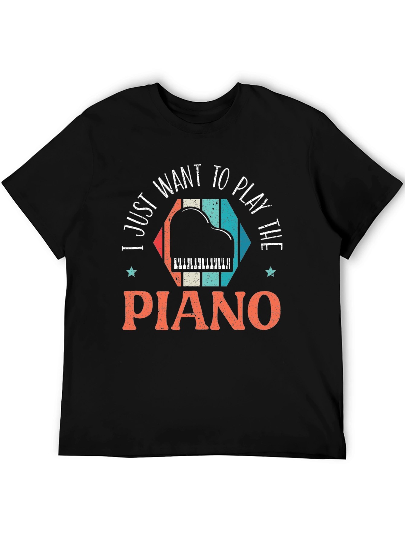 Black I Just Want To Play The Piano T-Shirt view 5