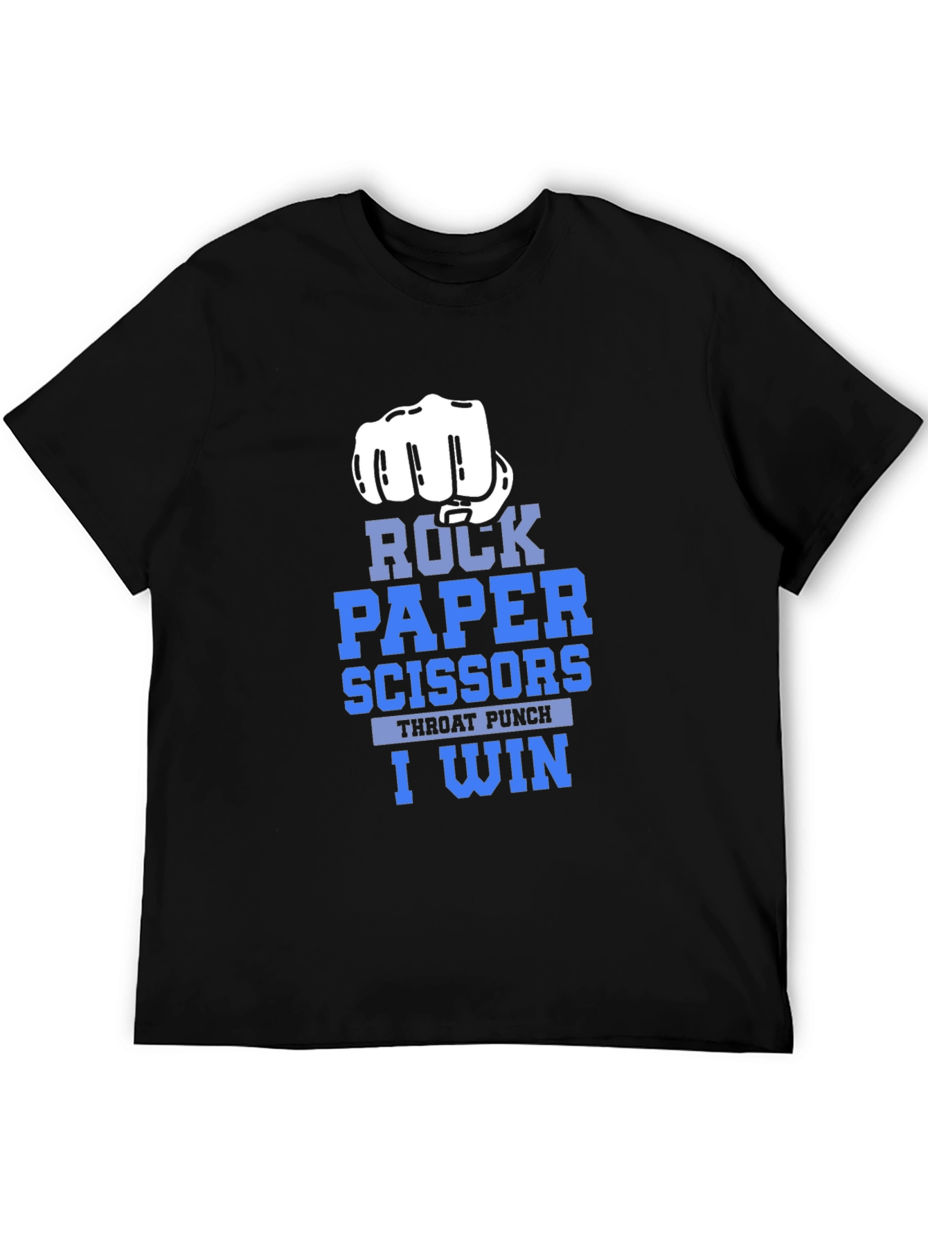 Black Rock Paper Scissors Throat Punch I Win T-Shirt view 5