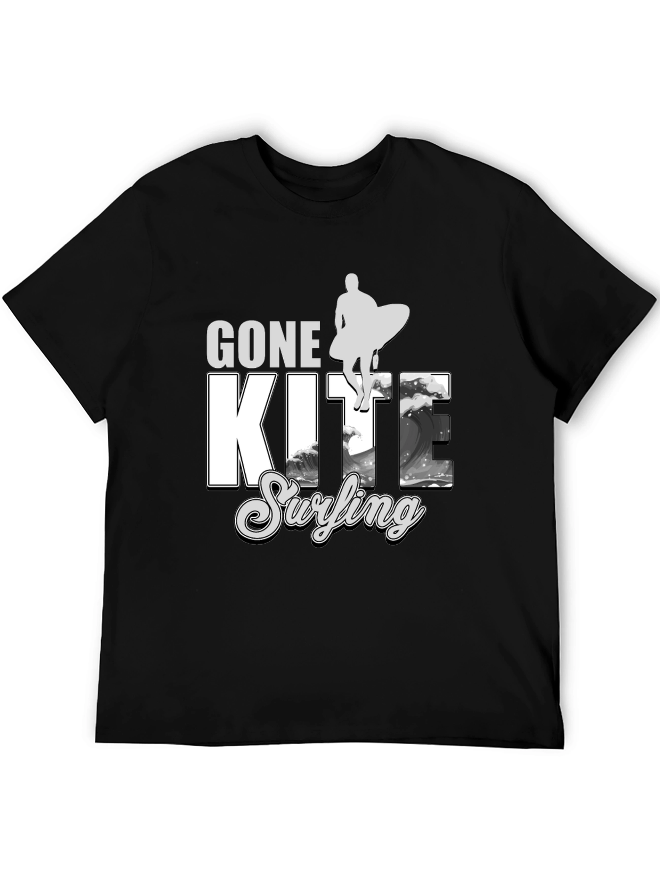 Black Gone Kite Surfing Black Graphic Tee view 5