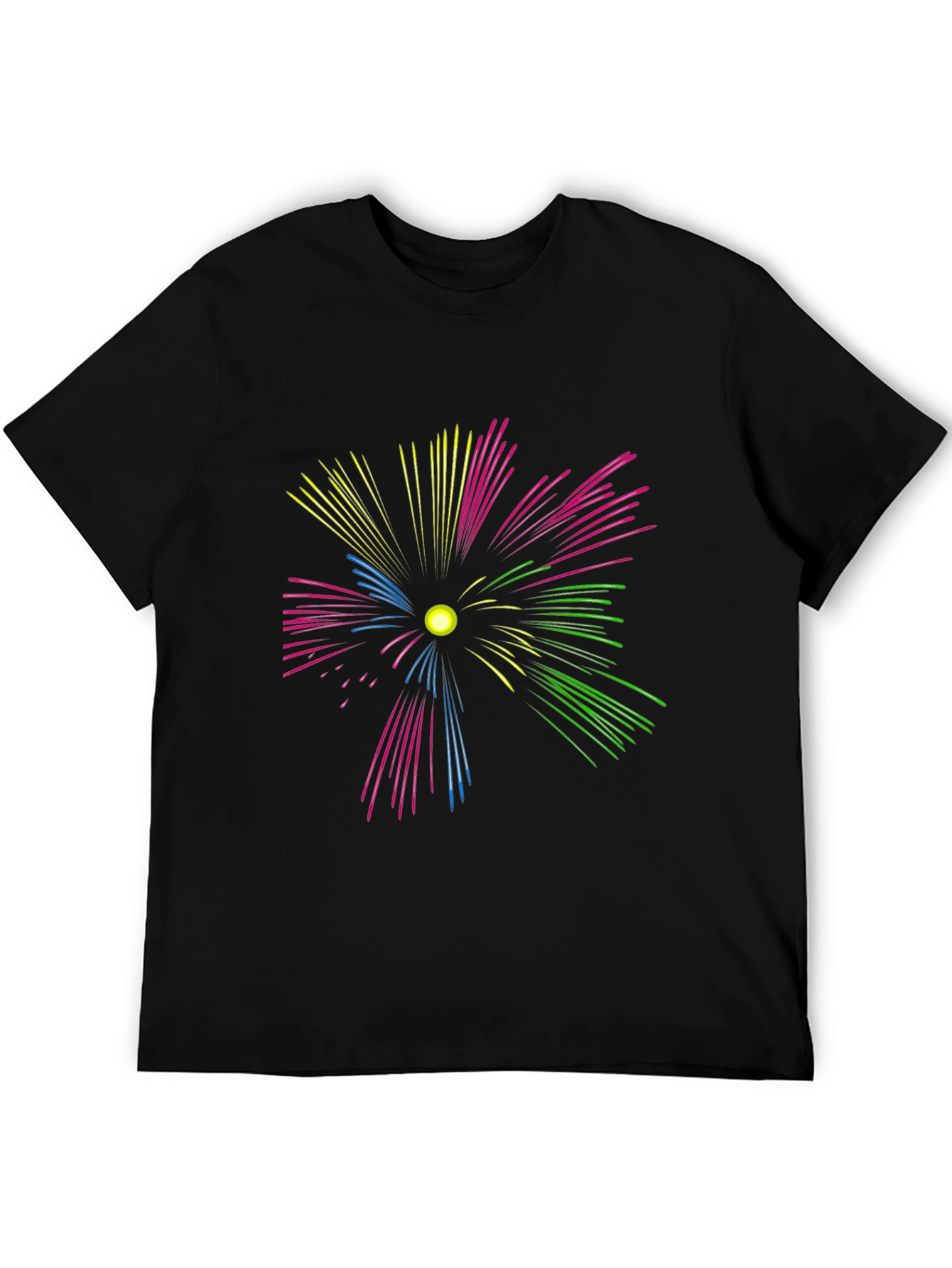Black Colorful Fireworks Graphic Tee - Black view 5