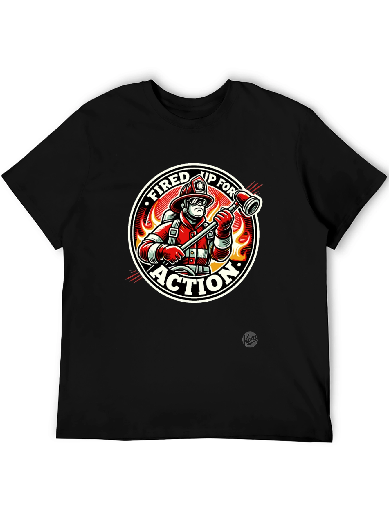 Black Fired Up for Action Firefighter Graphic T-Shirt view 5