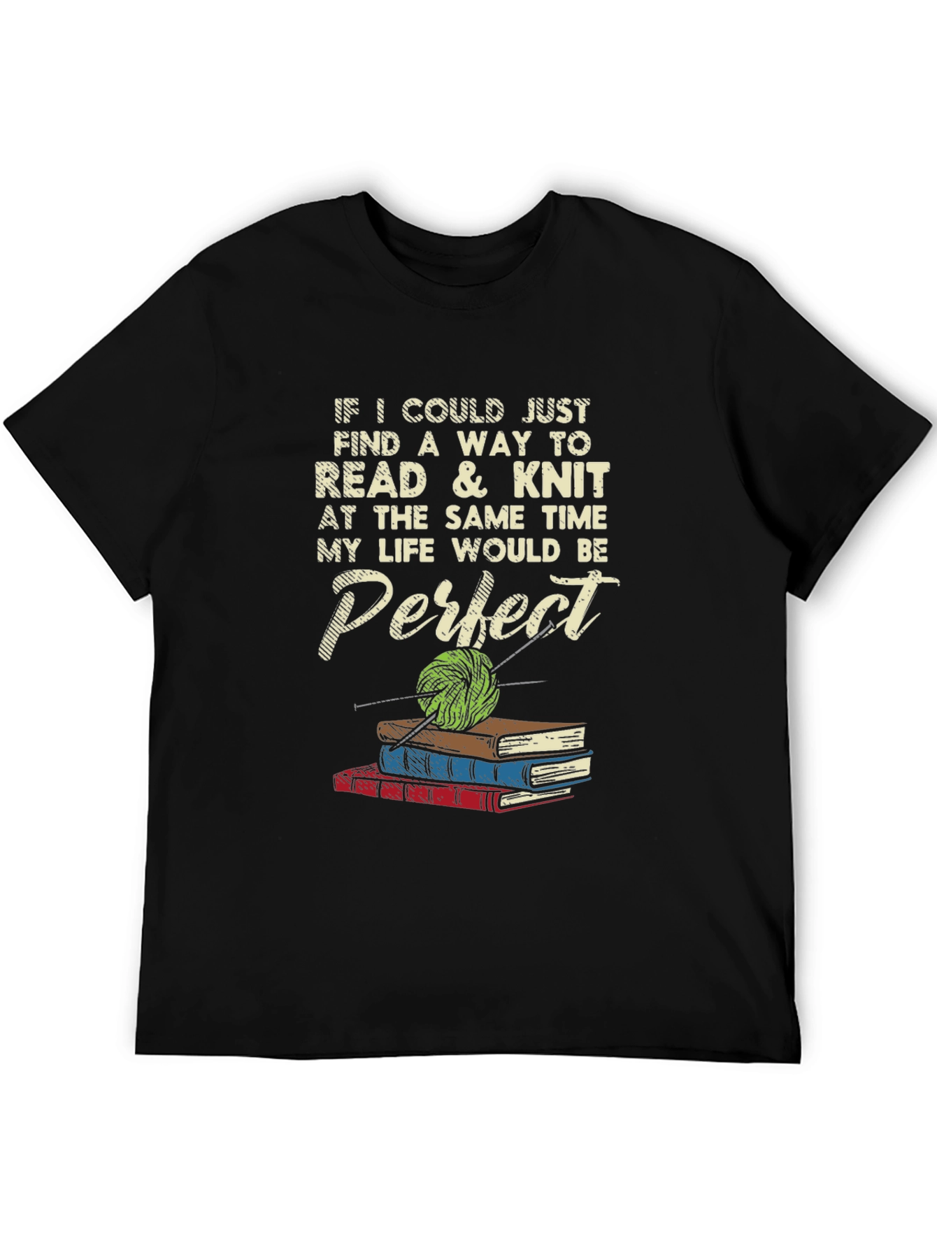 Black Reading & Knitting T-Shirt view 5