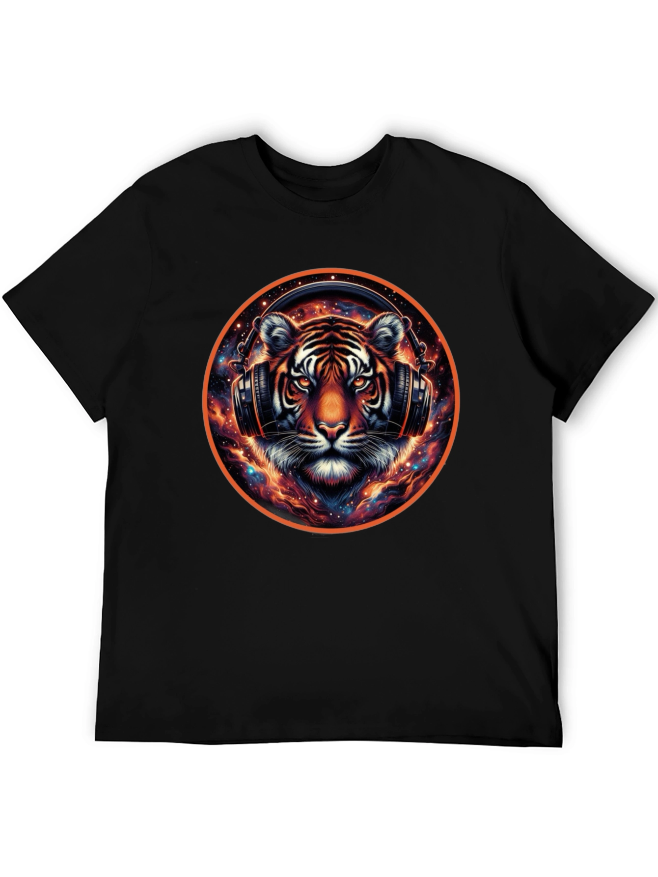 Black Tiger DJ Black T-Shirt - Cool Animal Graphic Tee view 5