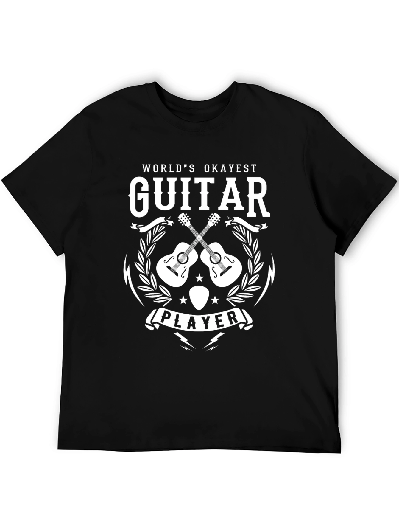 Black World's Okayest Guitar Player T-Shirt view 5
