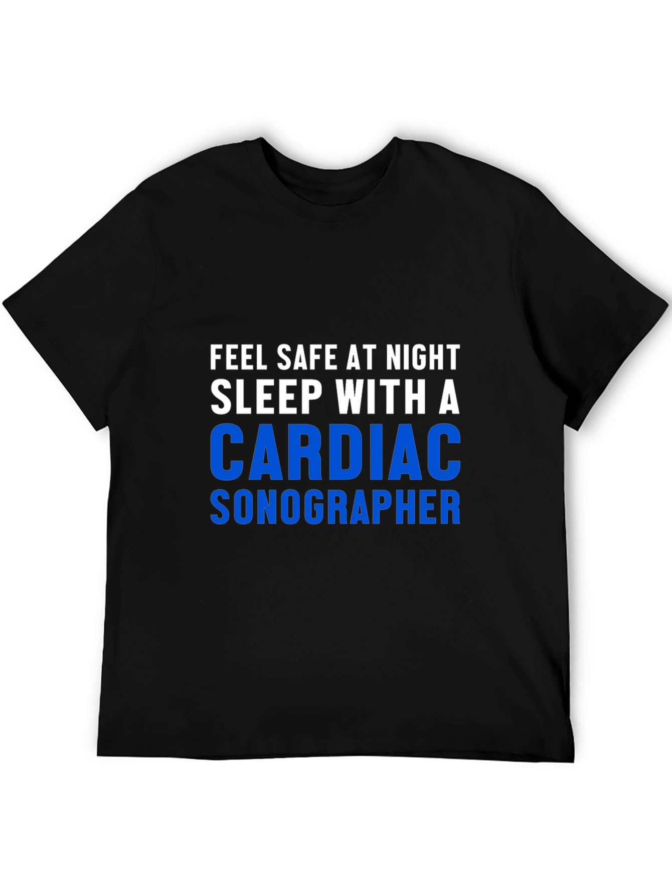 Black Cardiac Sonographer Graphic Tee - Feel Safe at Night! view 5