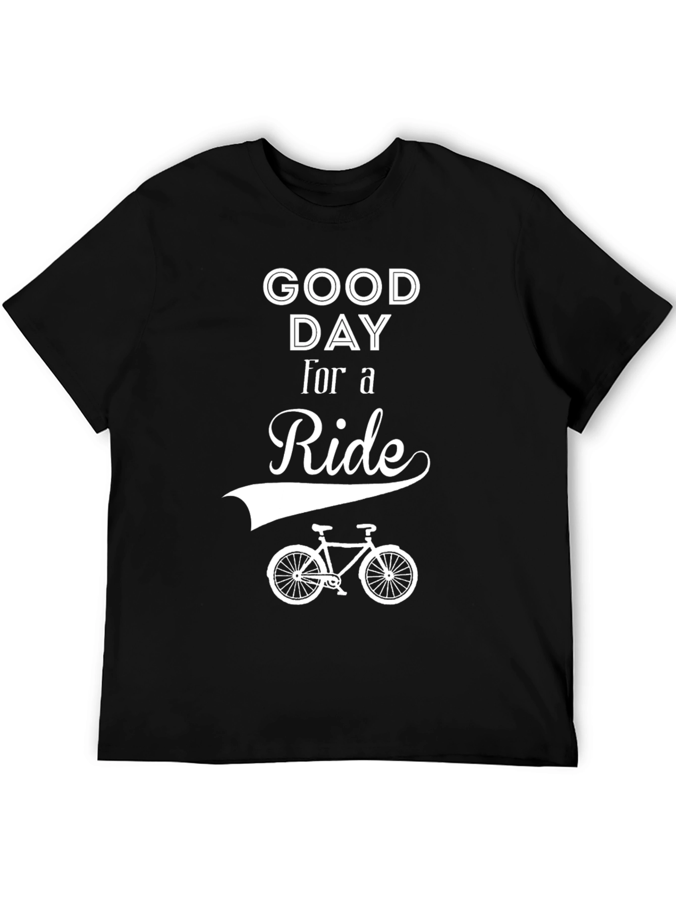 Black Good Day For A Ride T-Shirt - Black Cotton Bicycle Tee view 5