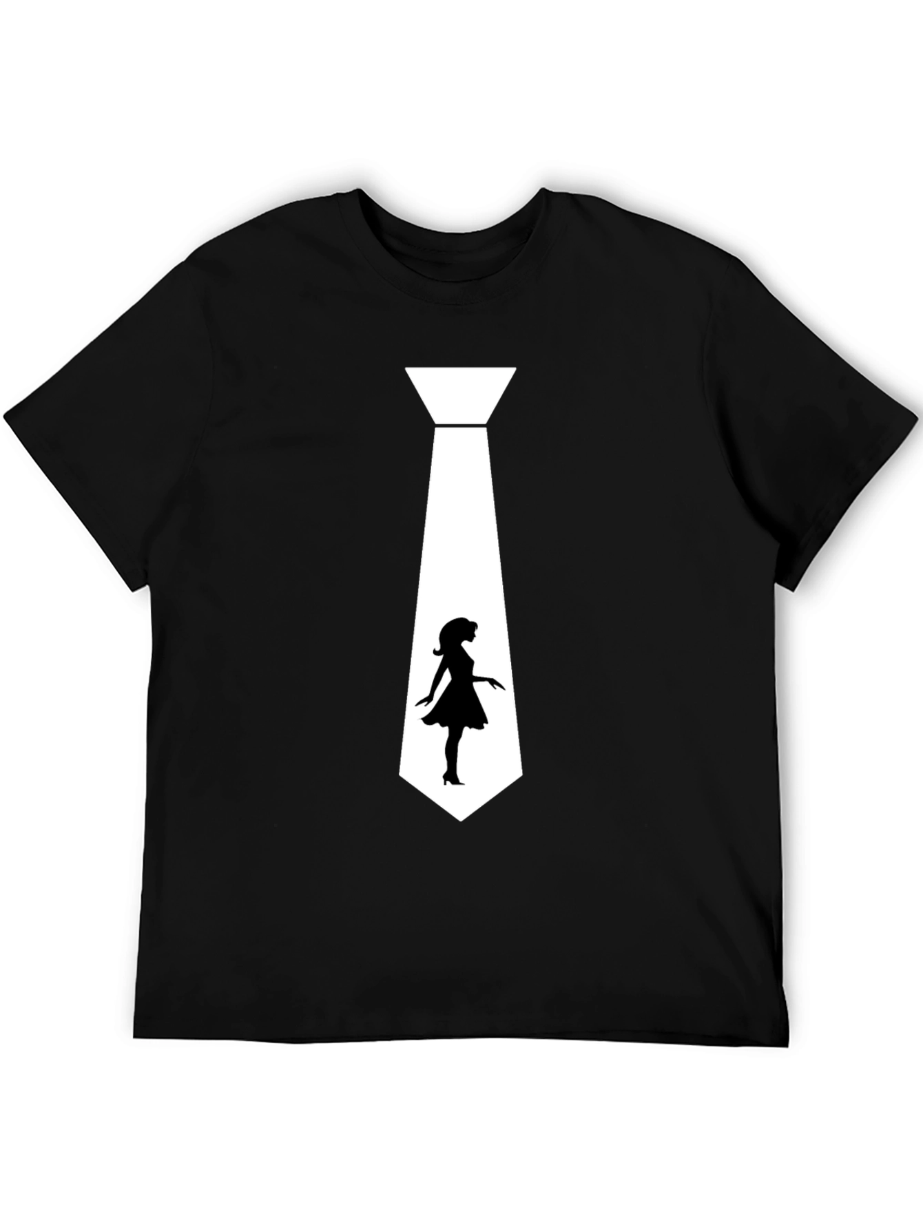 Black Fun Tie Graphic Tee - Dressy Casual T-Shirt view 5