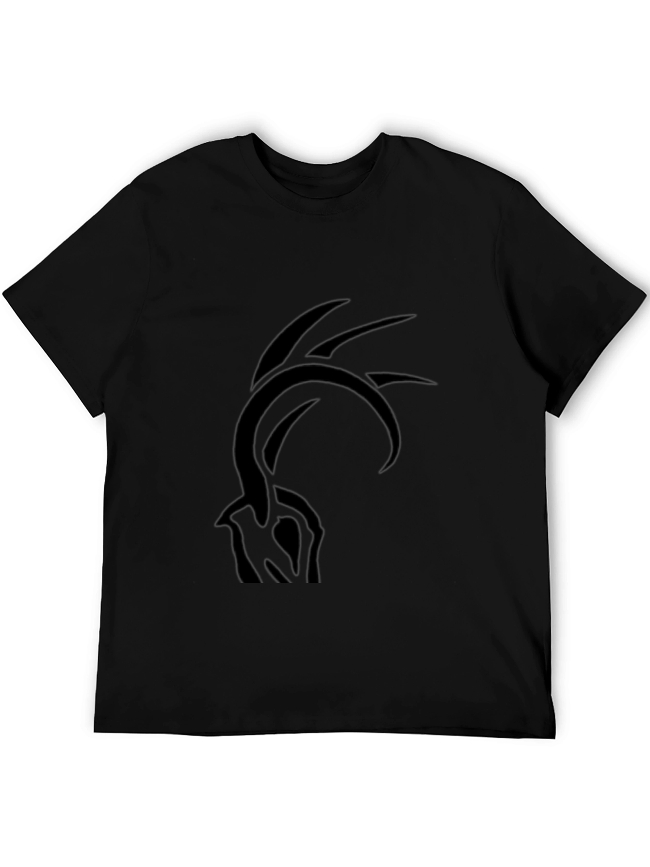 Black Black T-Shirt with Abstract Graphic Print view 5