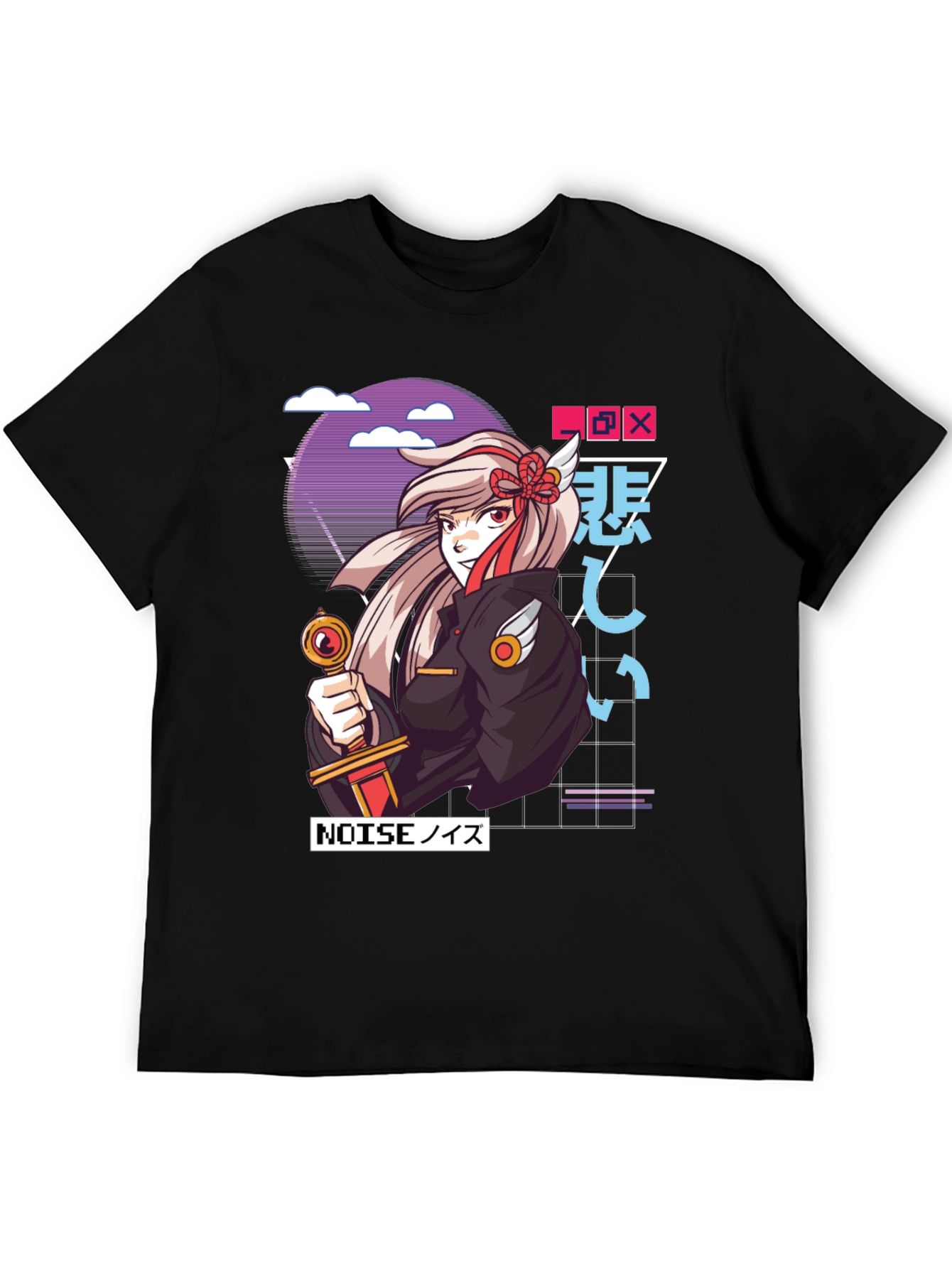 Black Anime Girl Graphic T-Shirt - Black view 5