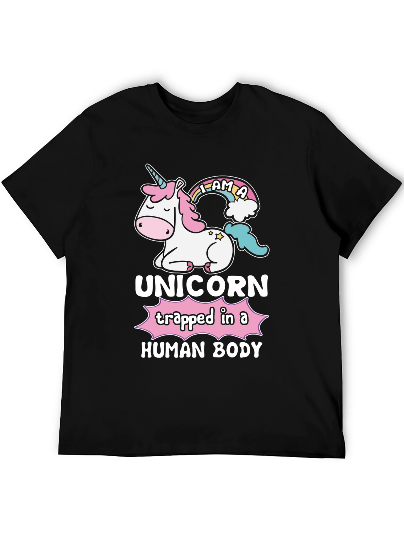 Black Unicorn Trapped in a Human Body T-Shirt view 5