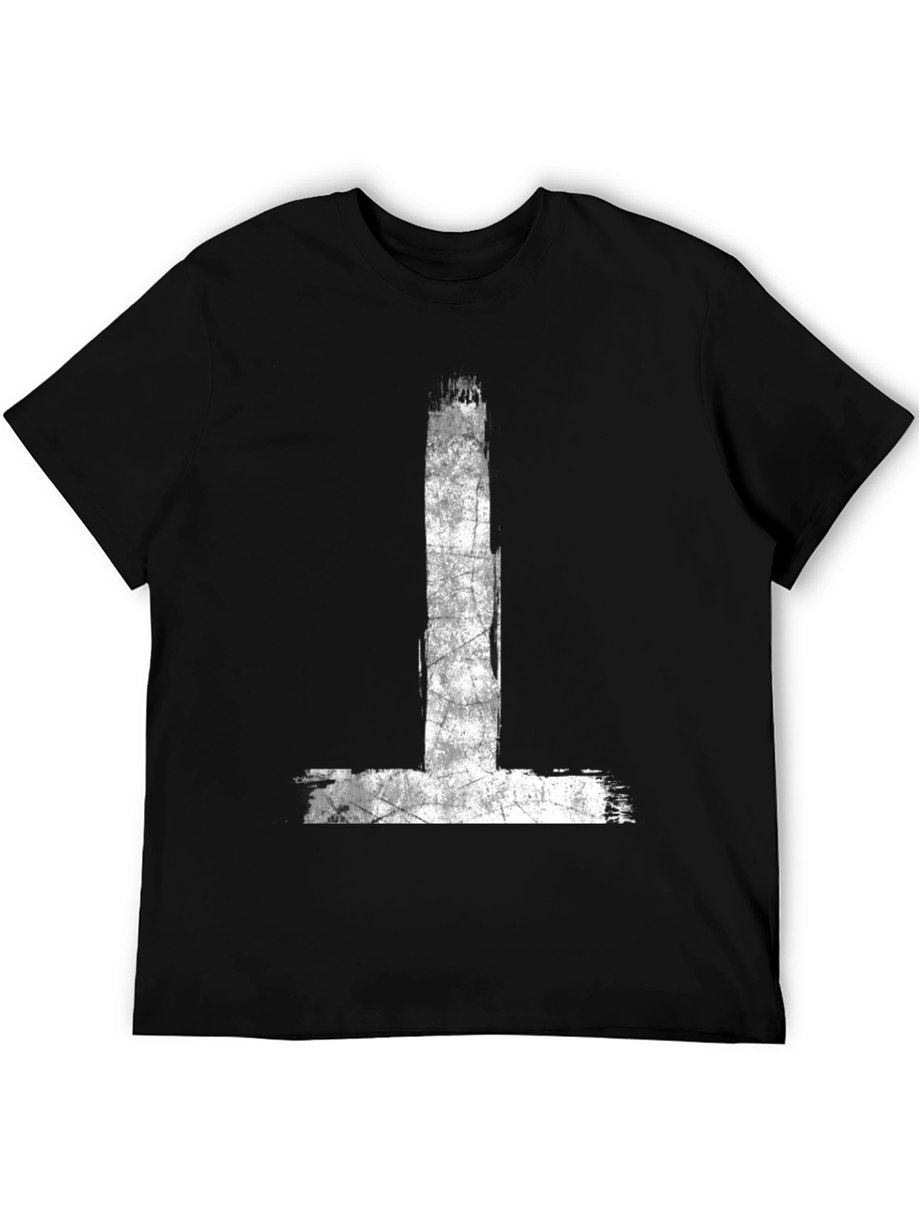 Black Grunge T-Shirt White Cross Style Black Cotton Tee view 5