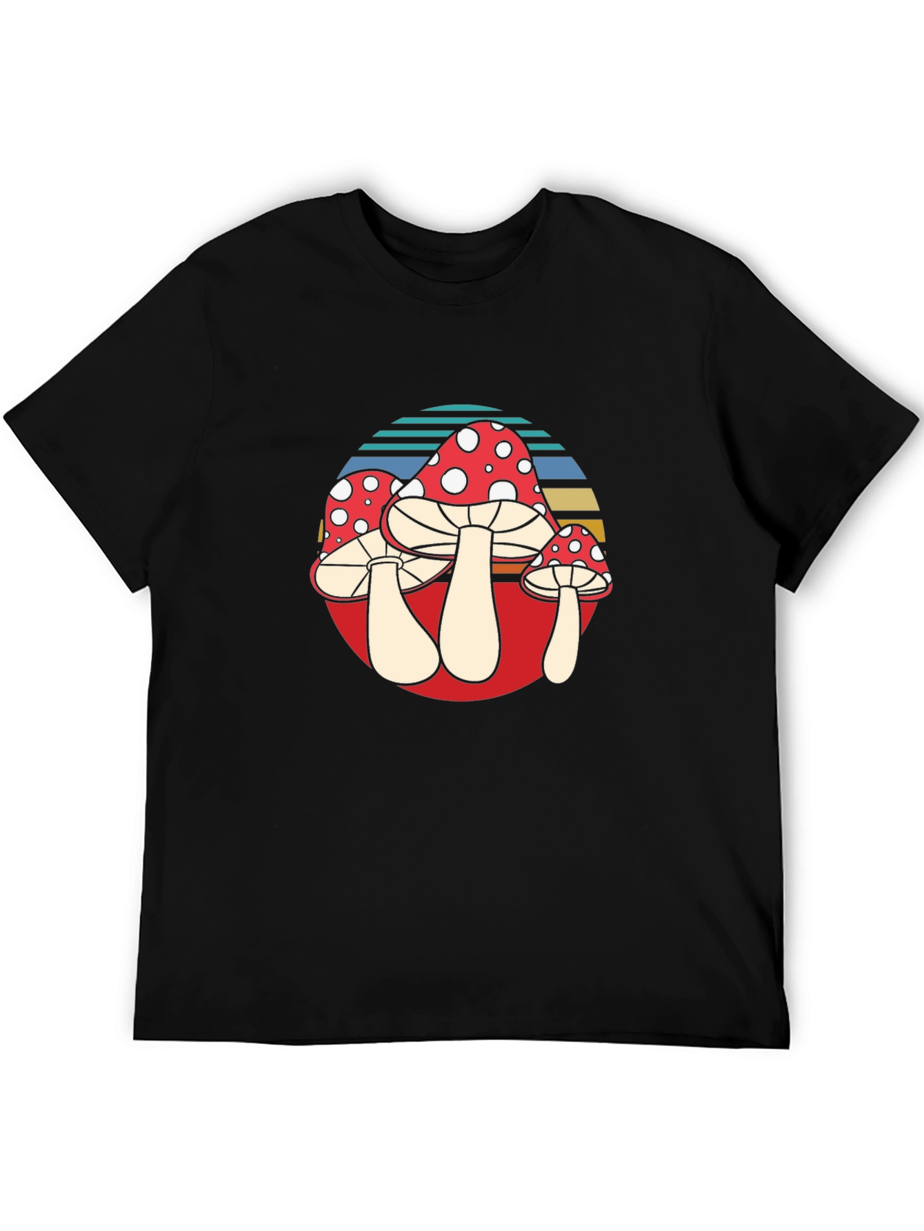 Black Retro Mushroom T-Shirt view 5