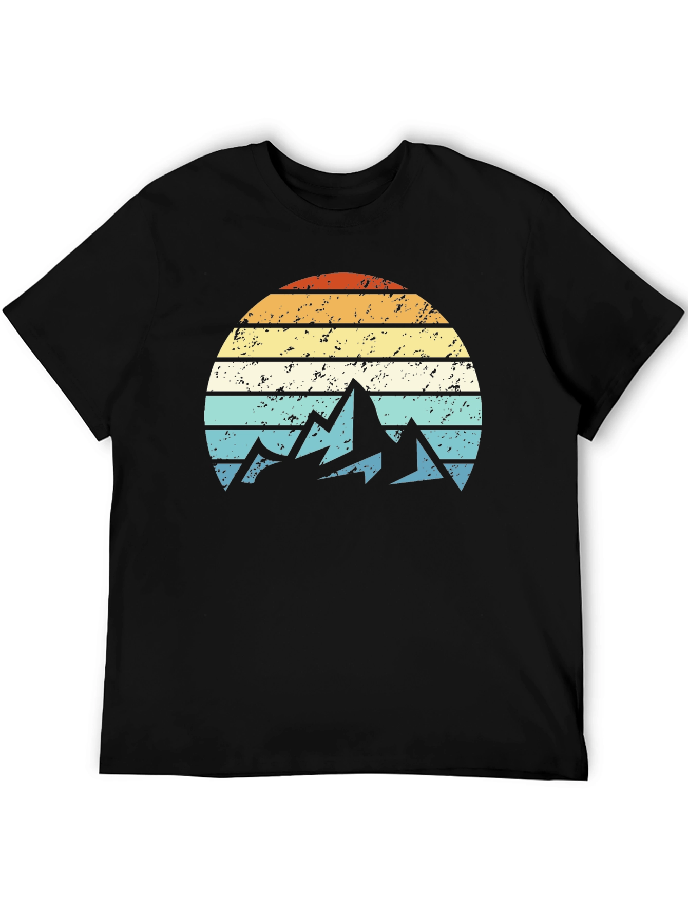 Black Retro Mountain Sunset Graphic T-Shirt view 5