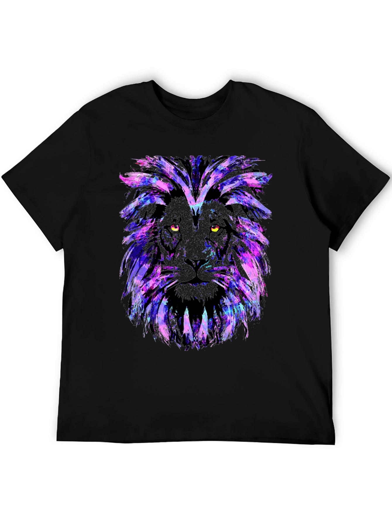Black Galaxy Lion Graphic Tee - Stylish Men's Black T-Shirt view 5