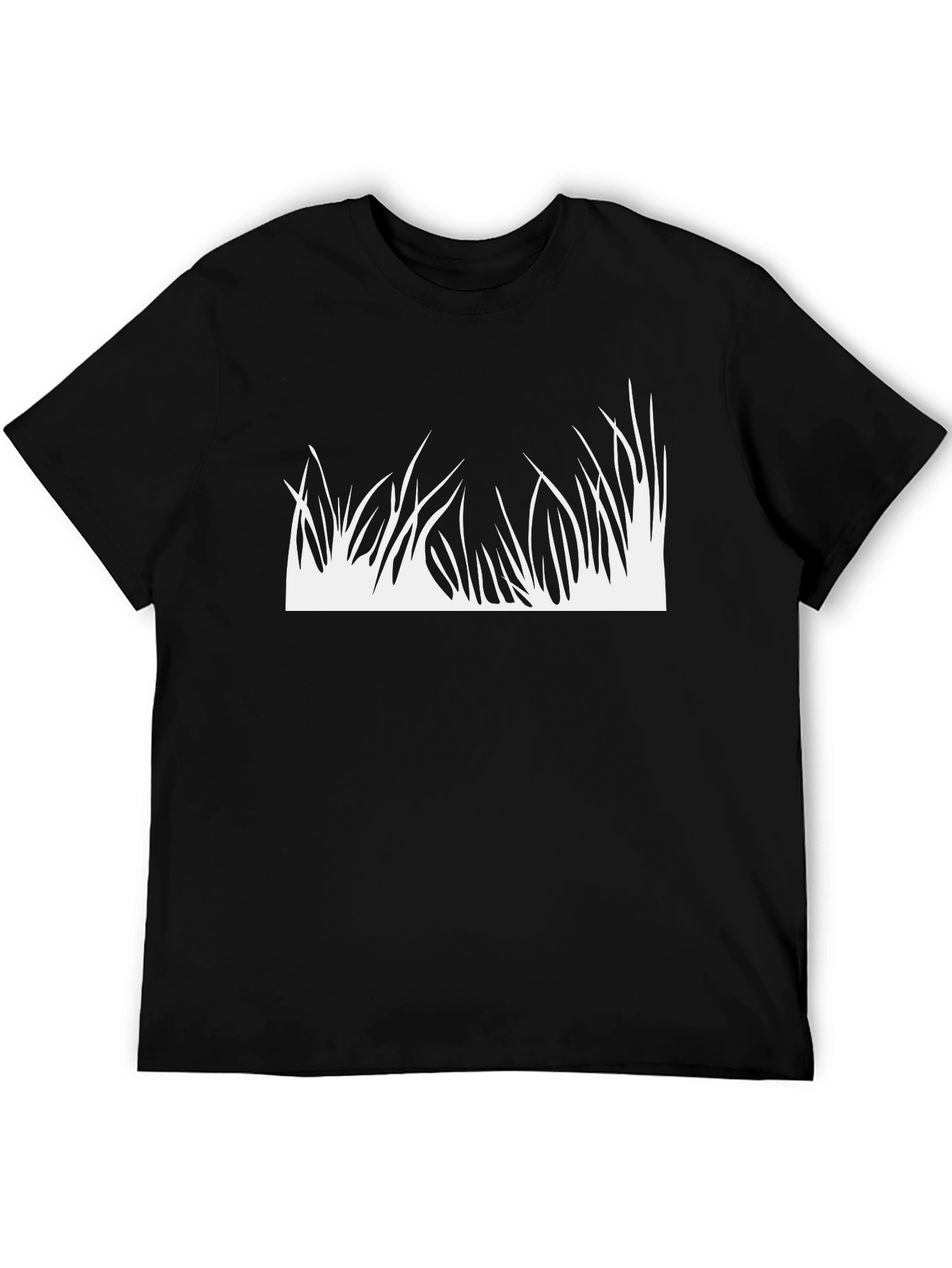 Black Black T-Shirt with White Grass Design view 5
