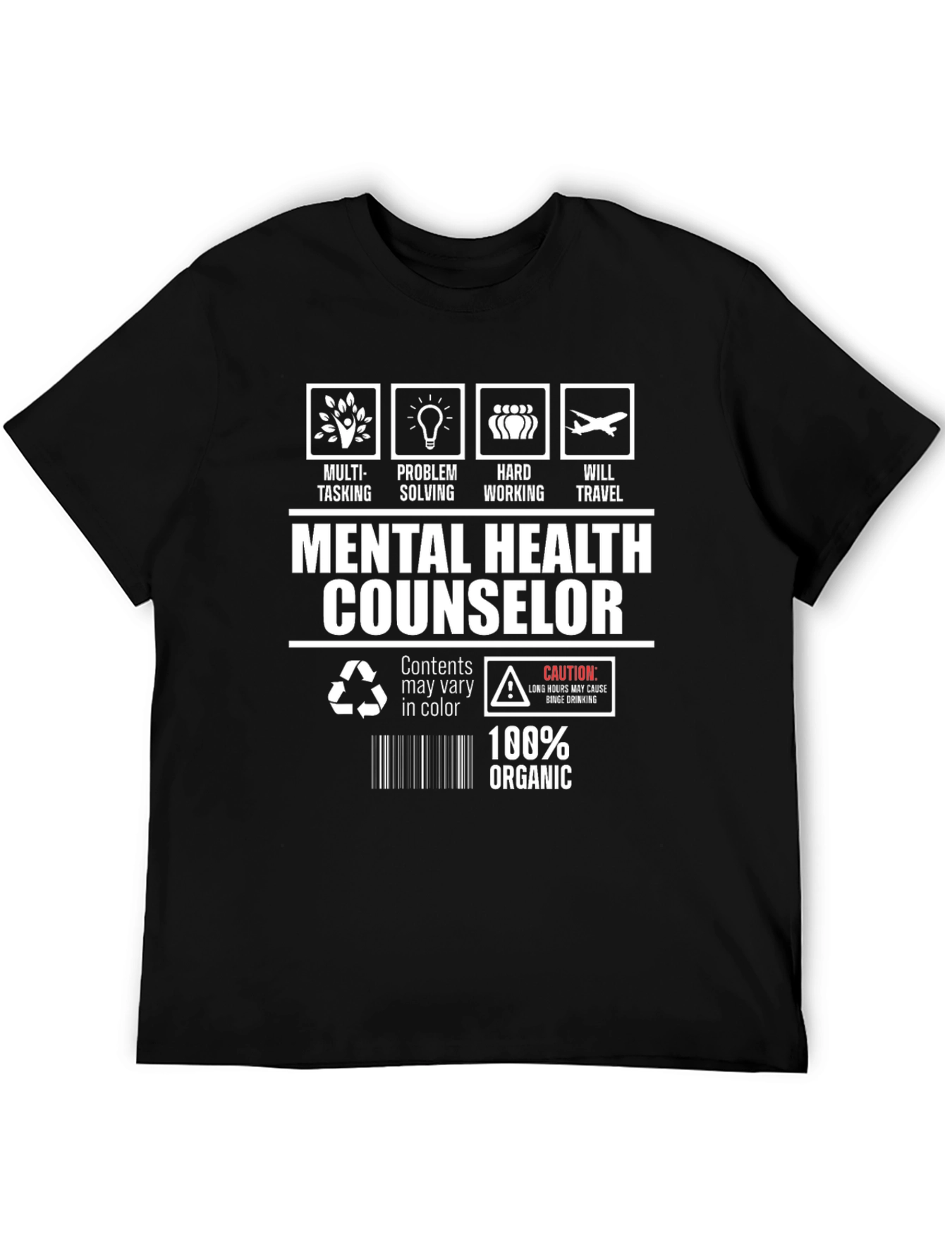 Black Mental Health Counselor 100% Organic T-Shirt view 5