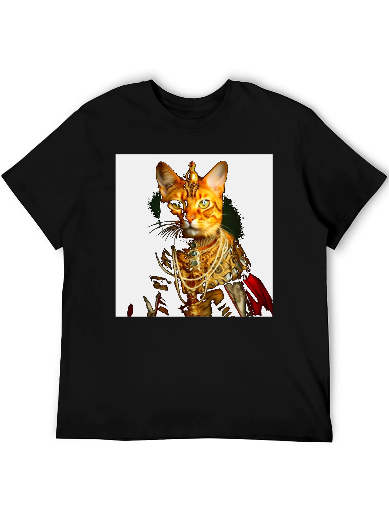 Black Royal Cat T-Shirt - Unique Graphic Tee view 5