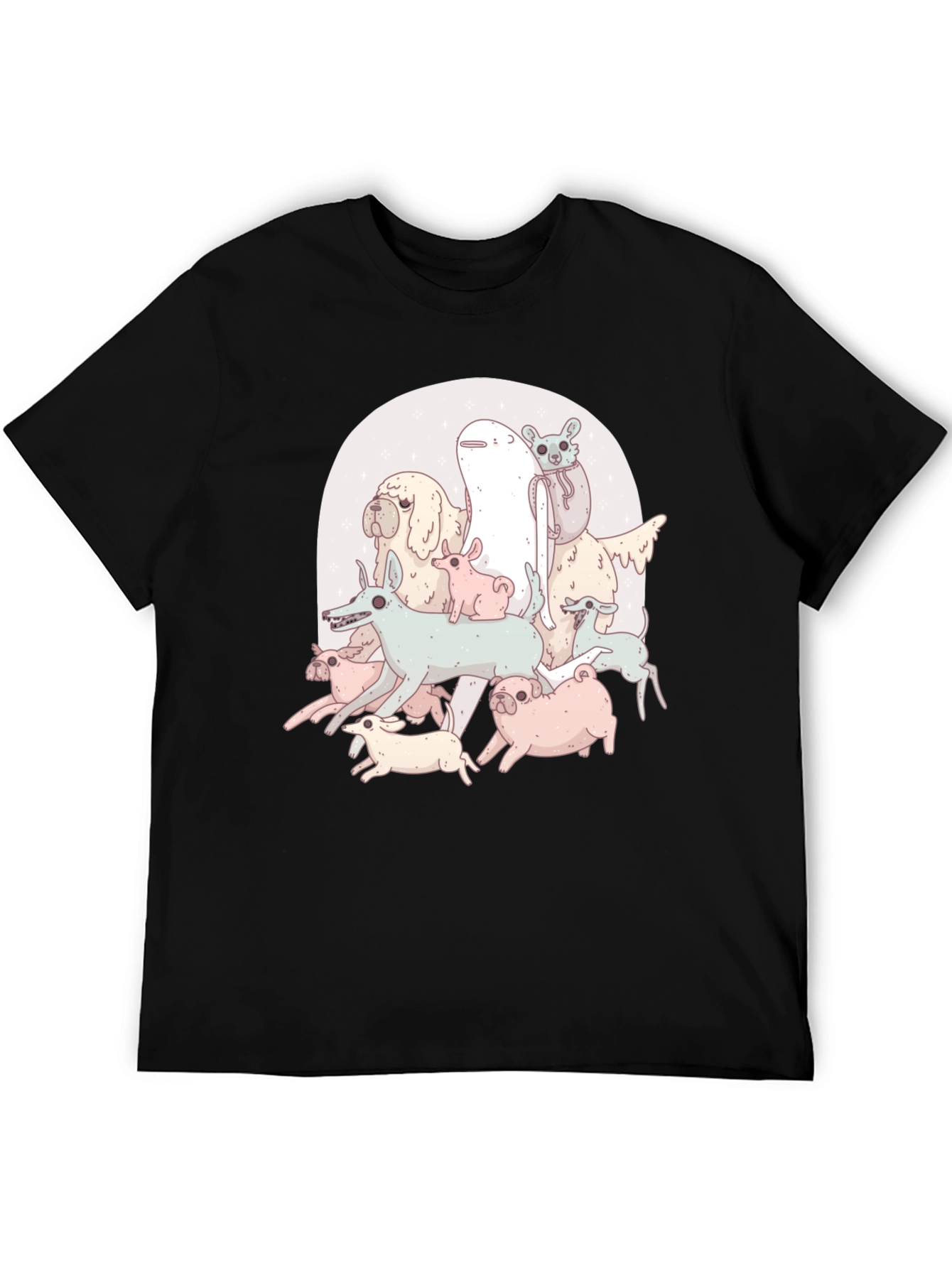 Black Funny Dog Pile Graphic T-Shirt view 5