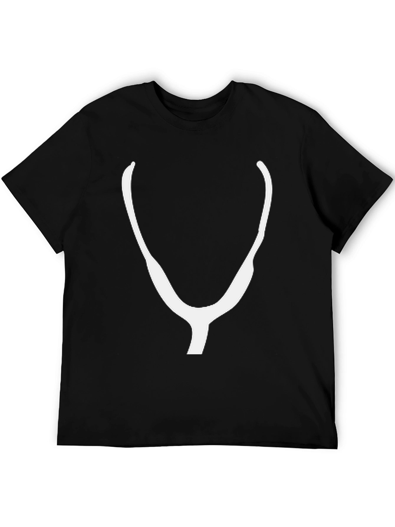 Black Minimalist Wishbone T-Shirt - Black Cotton Tee view 5