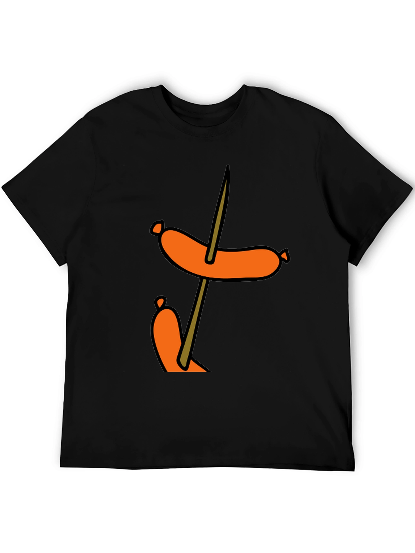 Black Funny Sausage Skewer Black T-Shirt view 5