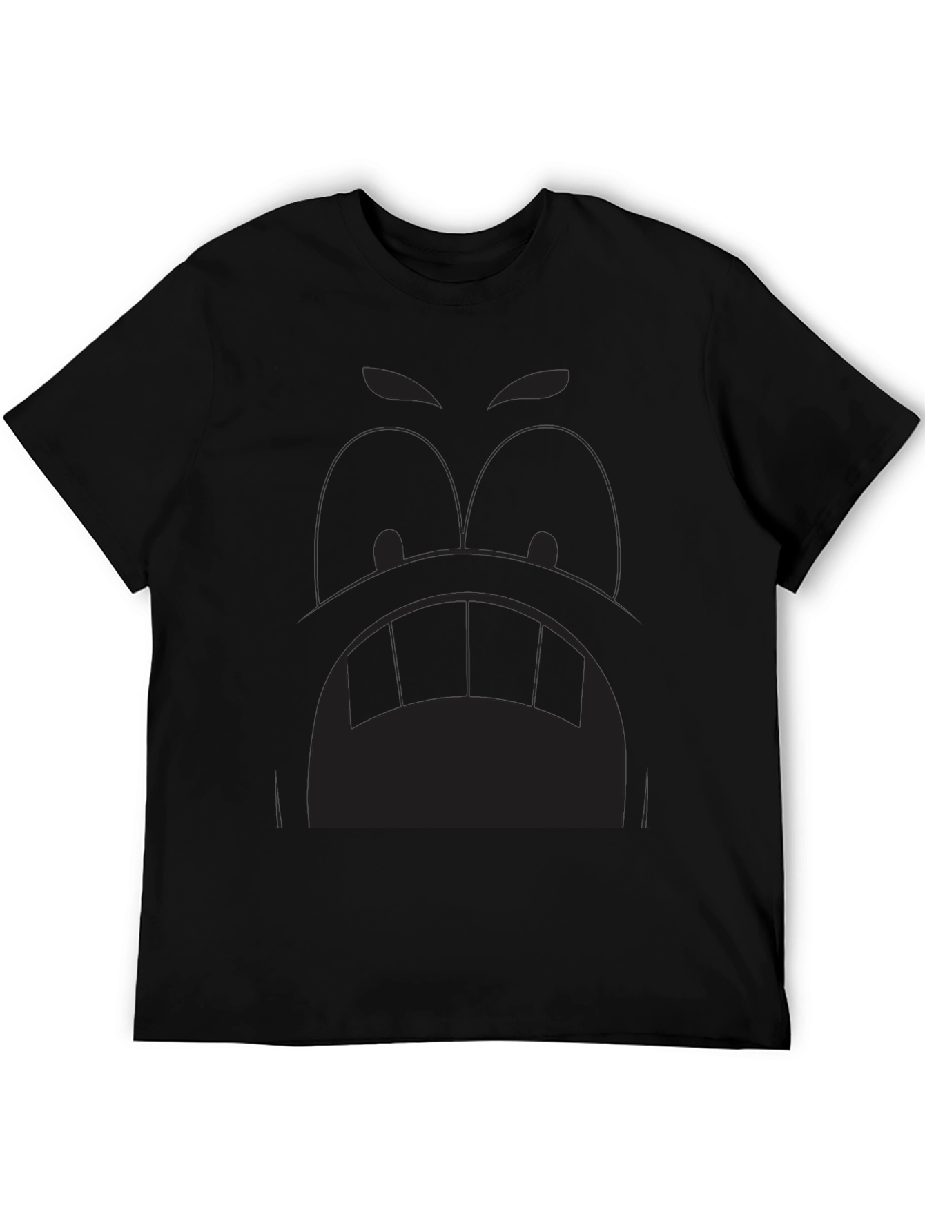 Black Cartoon Face Graphic Tee - Black view 5