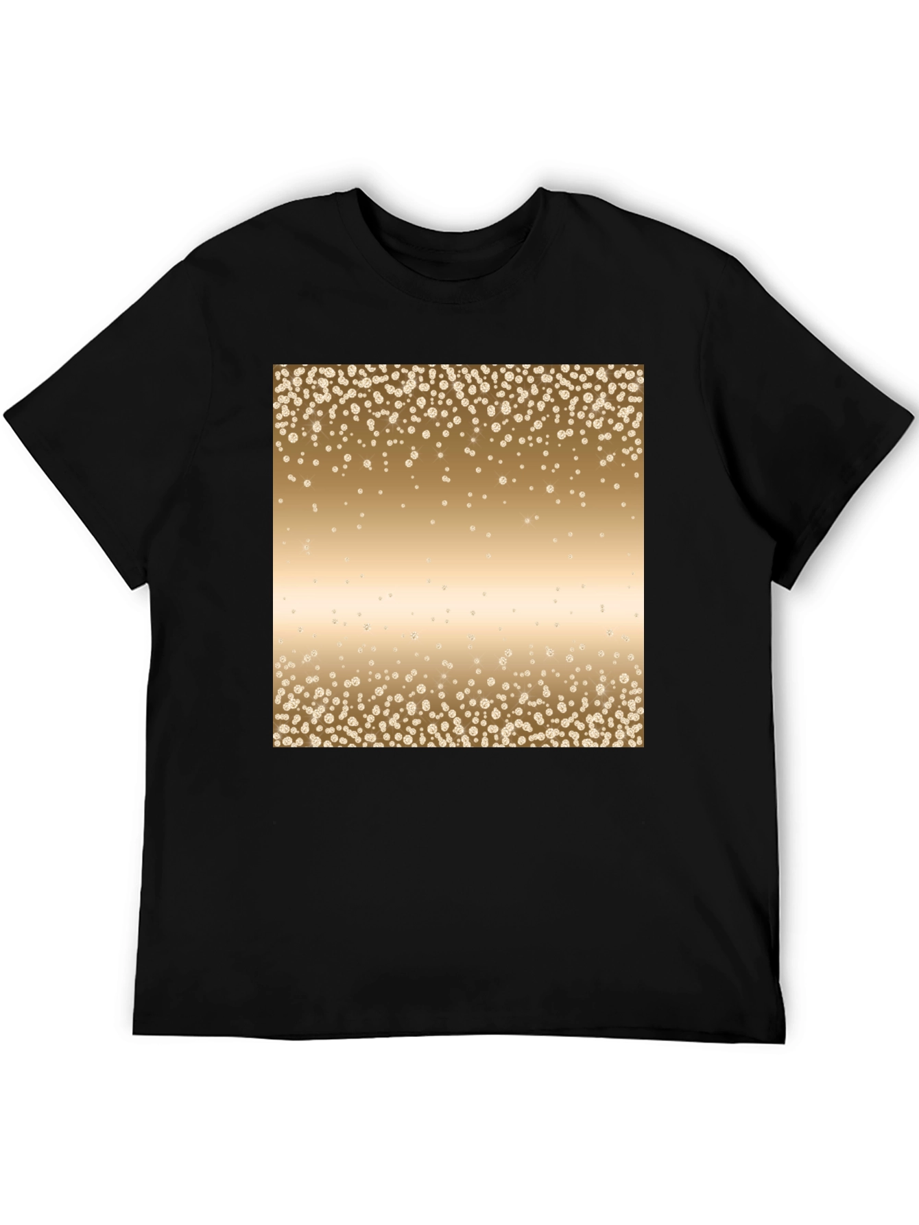 Black Men's Black Tee with Gold Confetti Print view 5