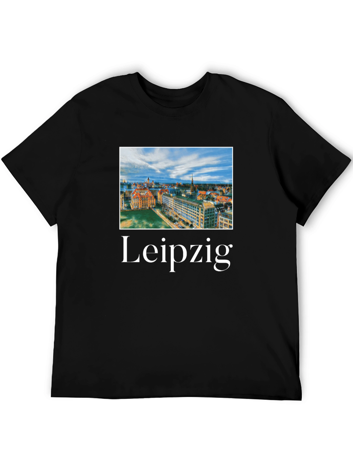 Black Leipzig Cityscape Graphic T-Shirt view 5