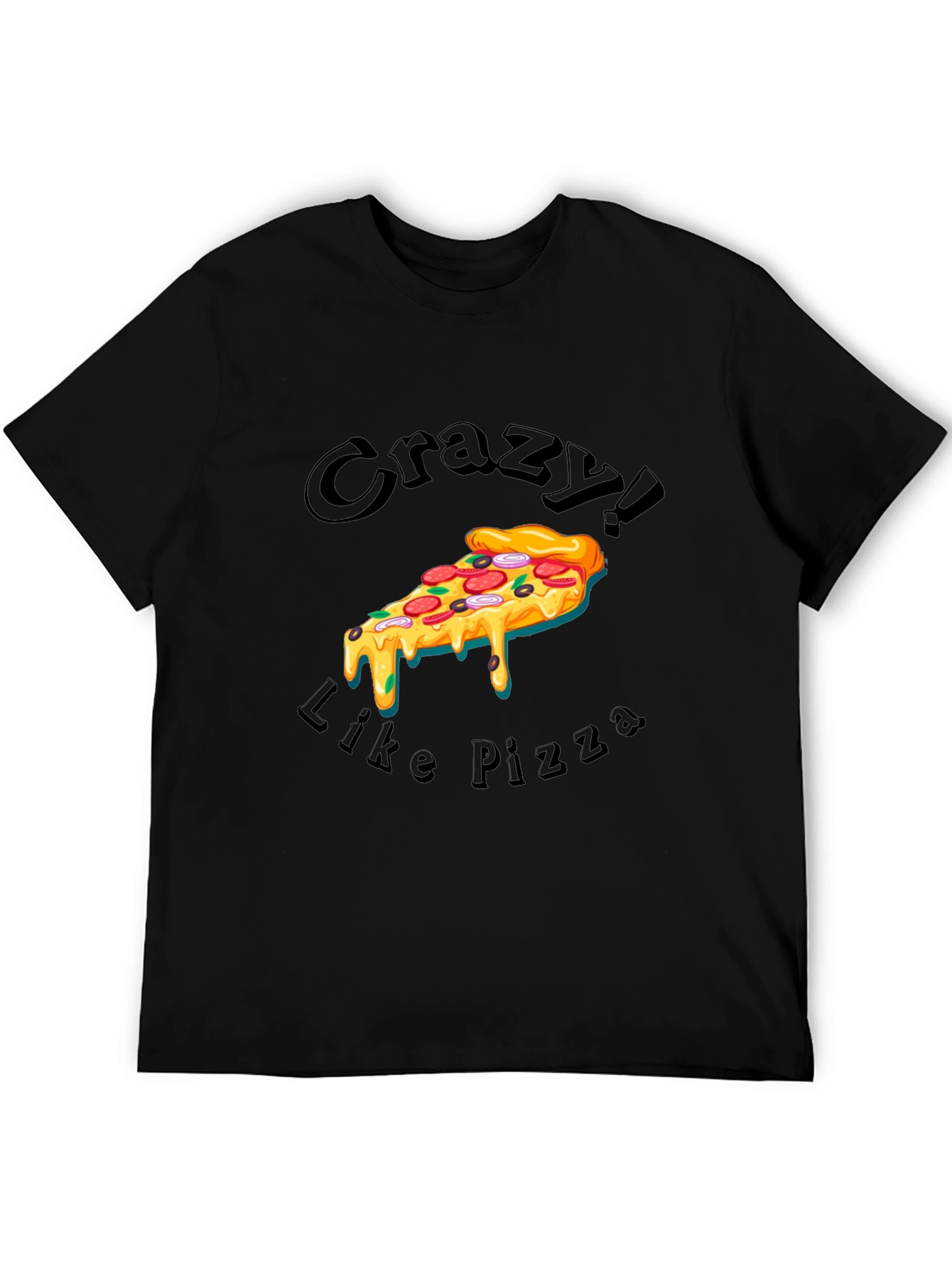 Black Crazy Like Pizza Graphic T-Shirt view 5