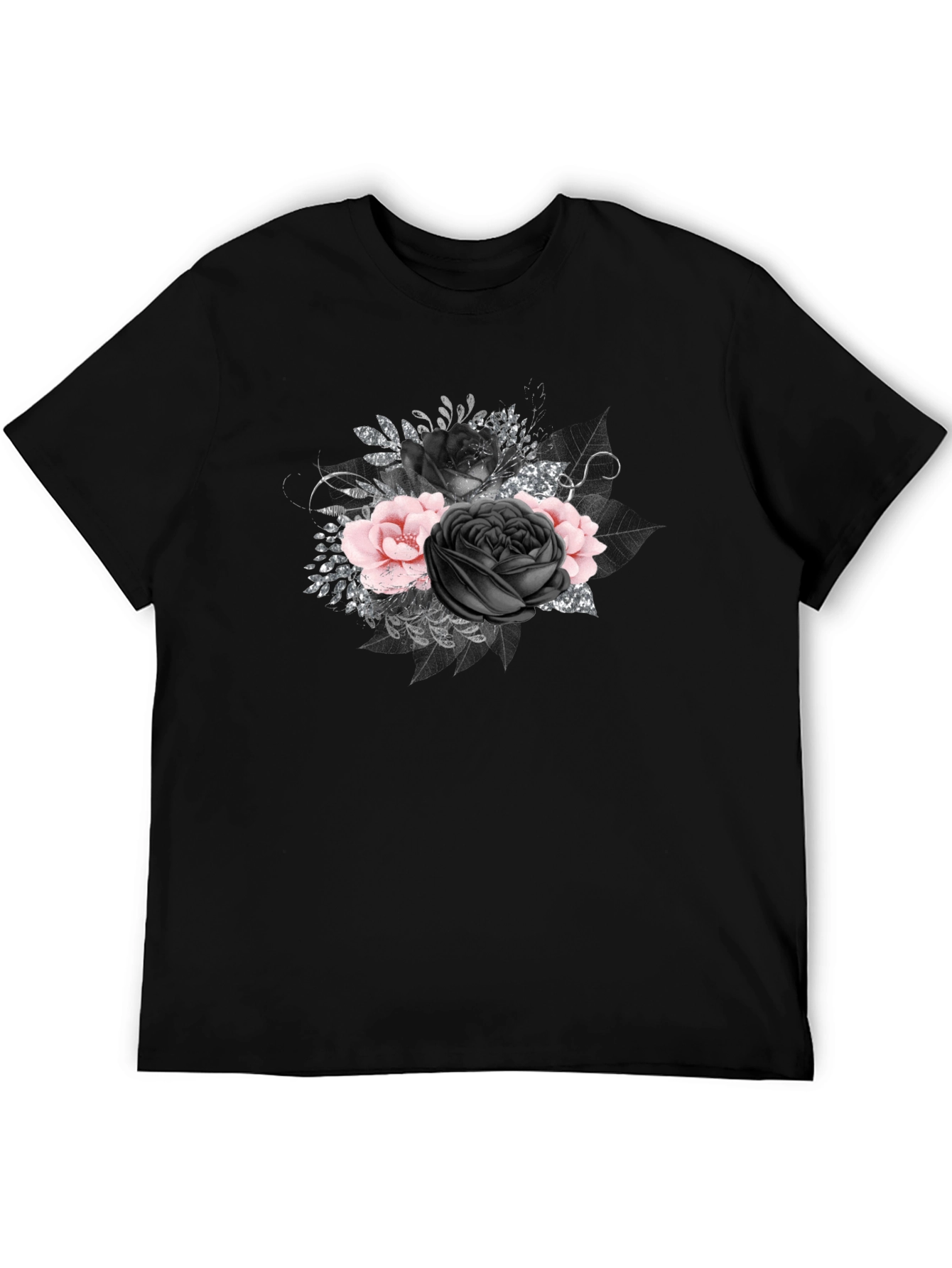 Black Black Floral Graphic Tee - Stylish Men's T-Shirt view 5