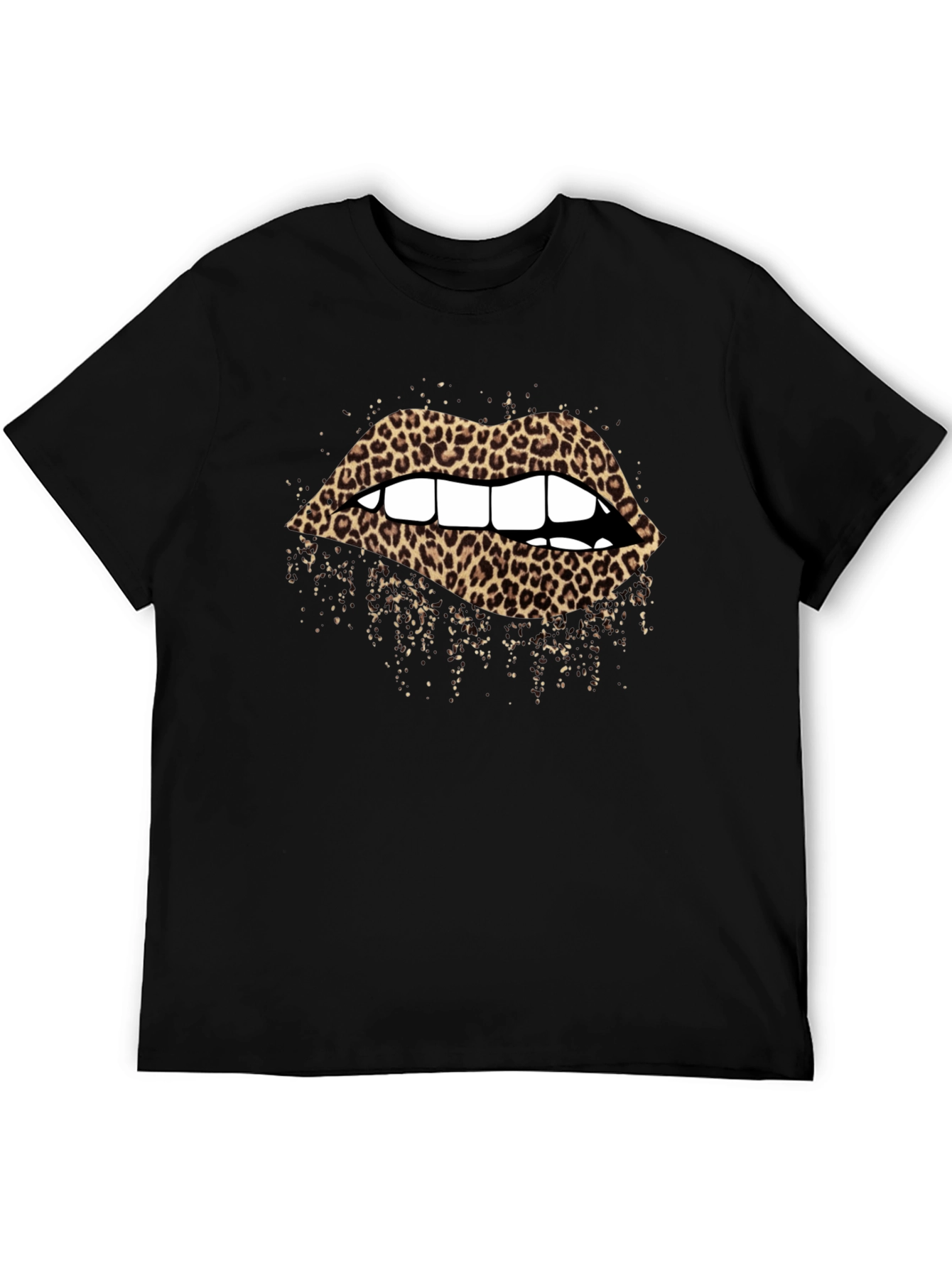 Black Leopard Lips Graphic T-Shirt - Black view 5