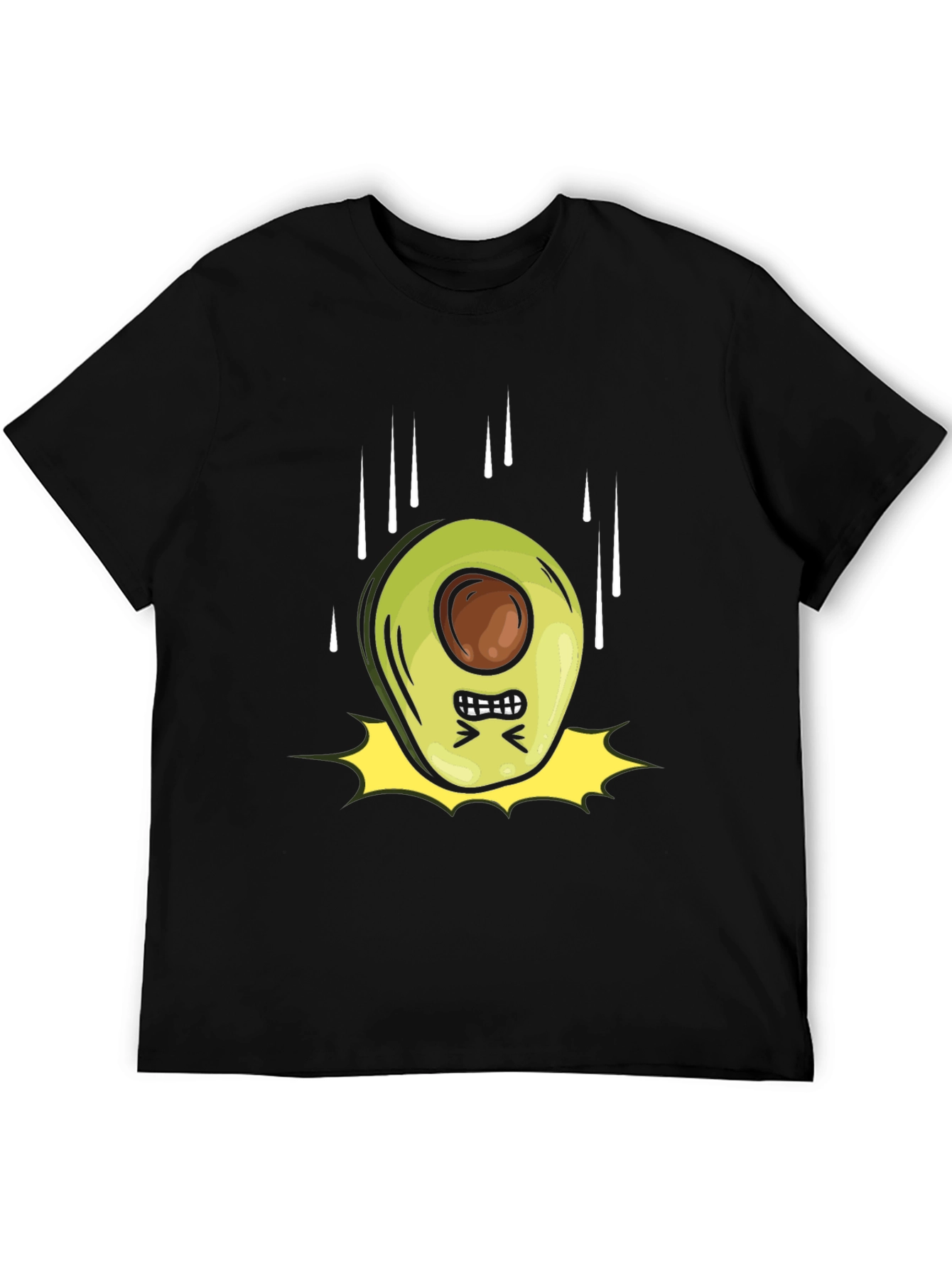 Black Angry Avocado Cartoon Black T-Shirt view 5