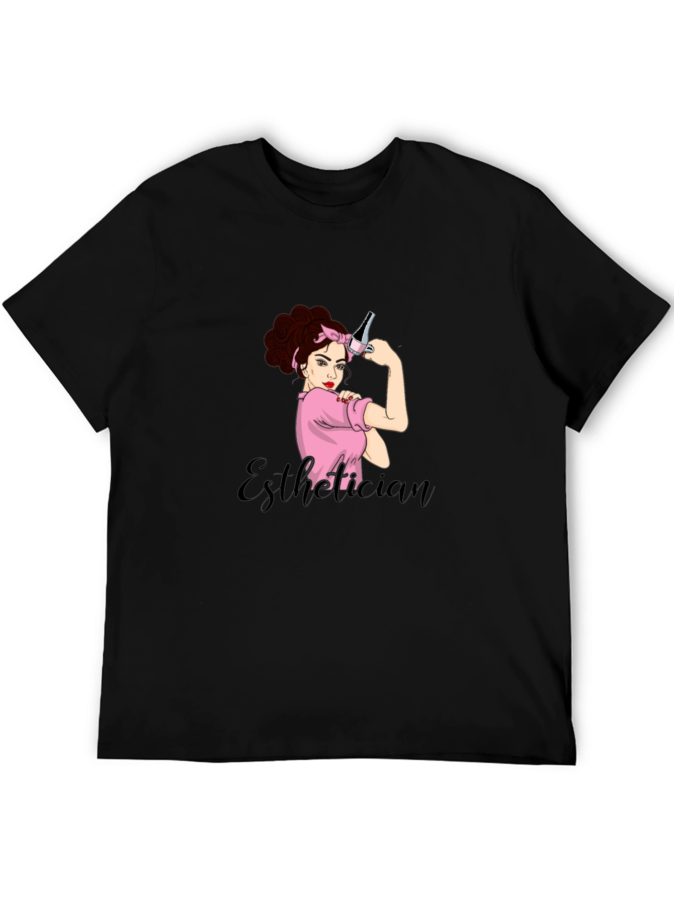 Black Esthetician Rosie the Riveter Graphic T-Shirt view 5