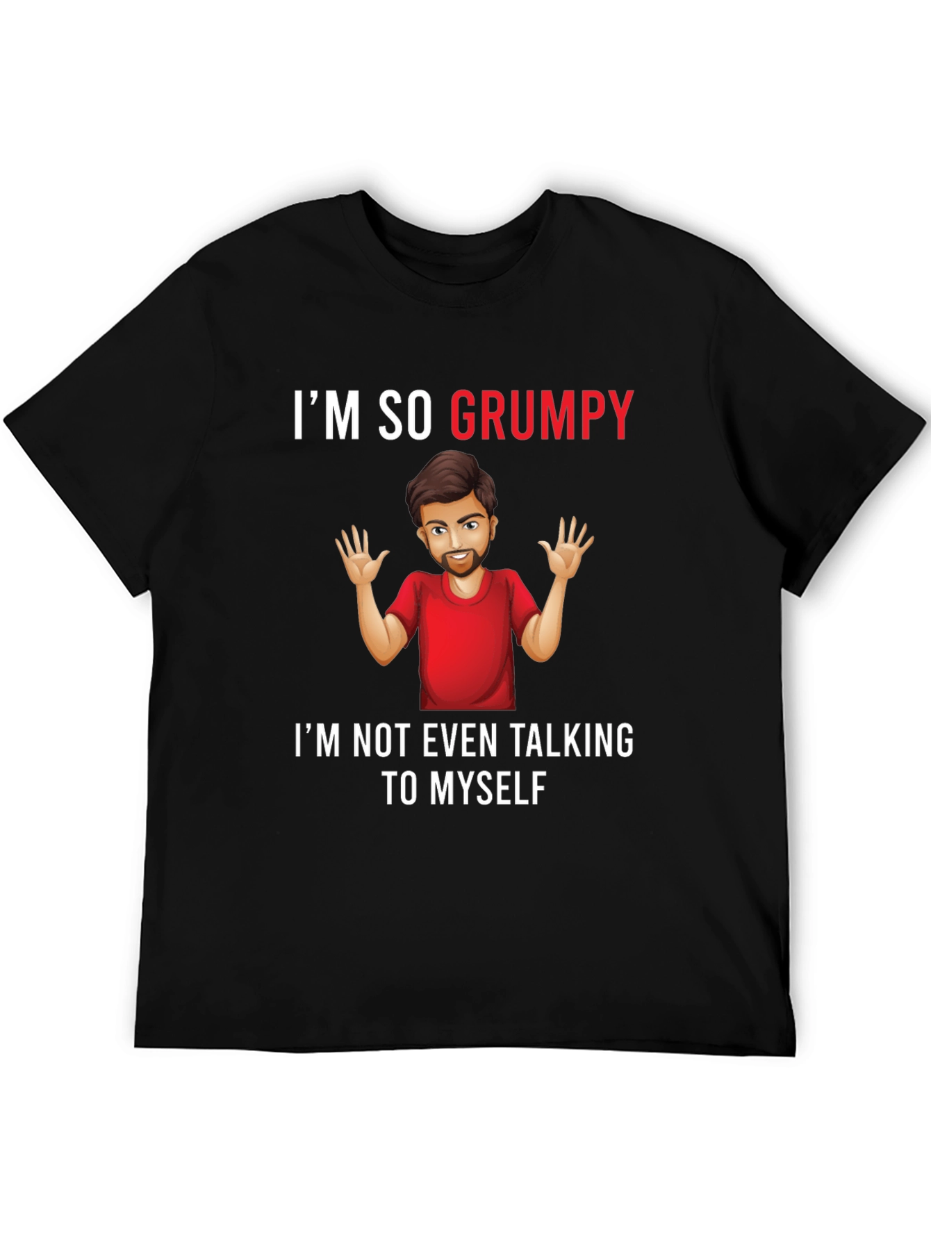 Black Grumpy Graphic Tee -  Humorous Mens T-Shirt view 5