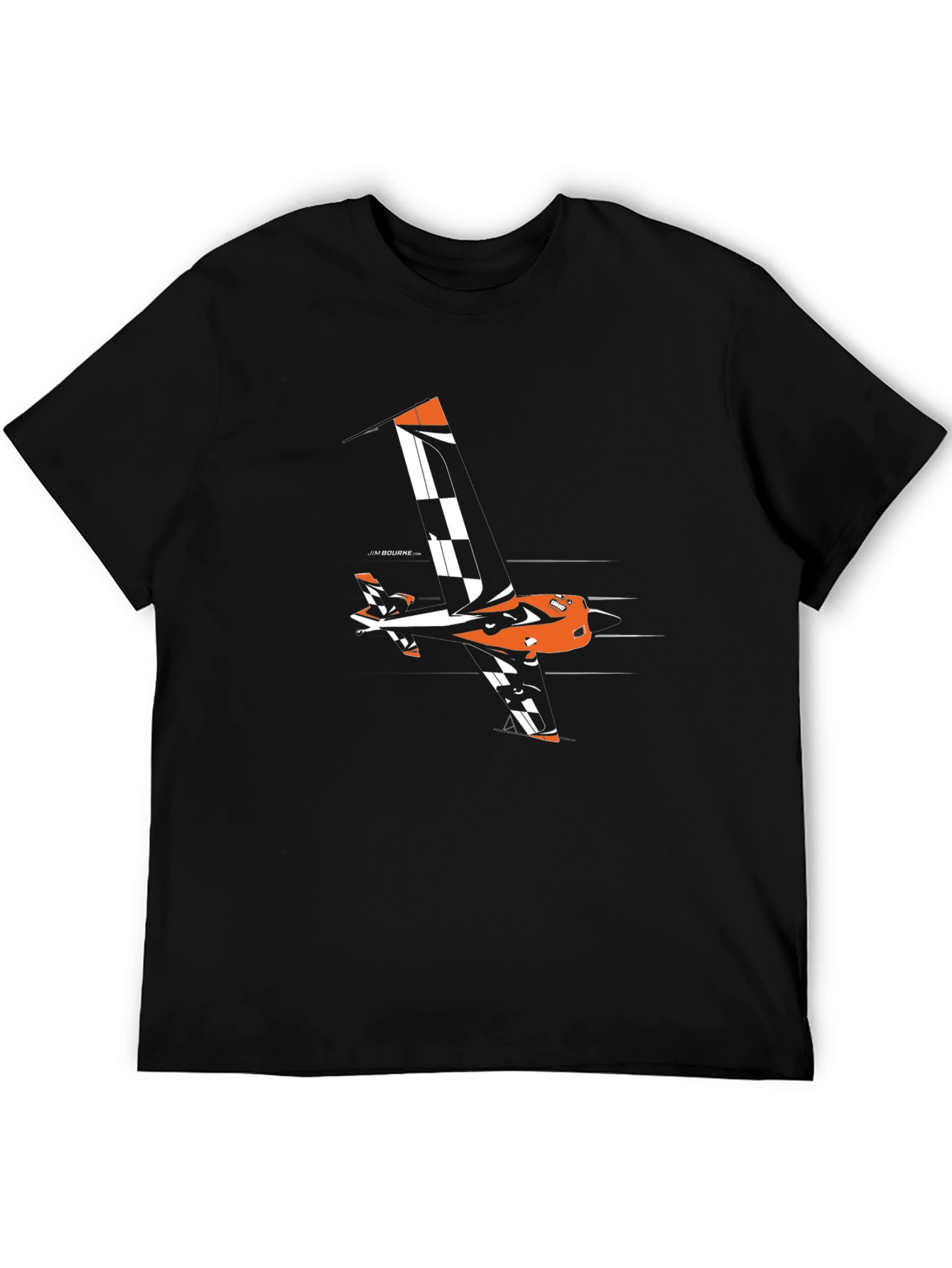 Black Orange Aerobatic Airplane T-Shirt - Black view 5