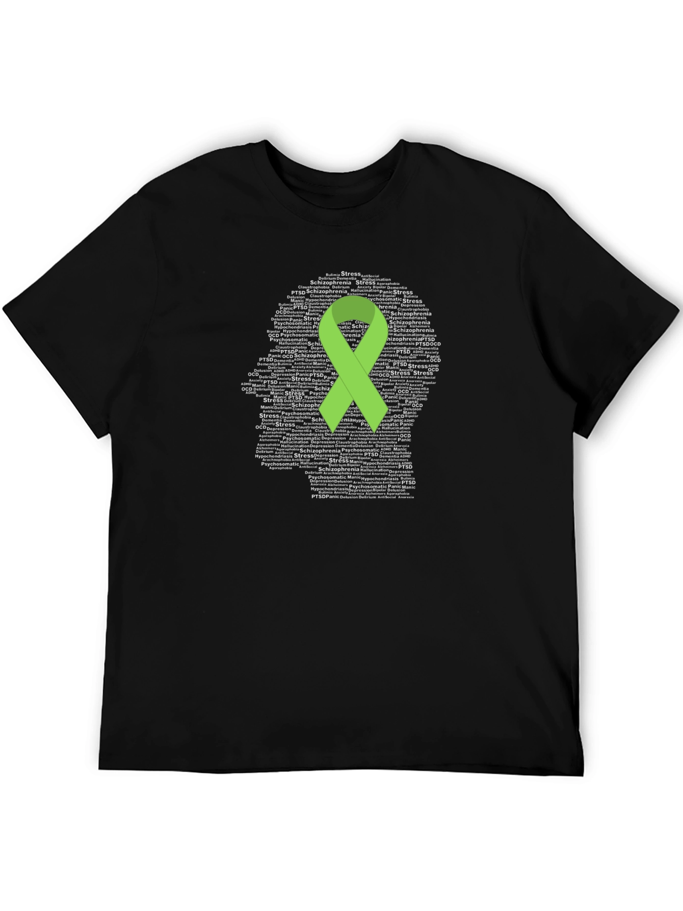 Black Mental Health Awareness Ribbon T-Shirt view 5