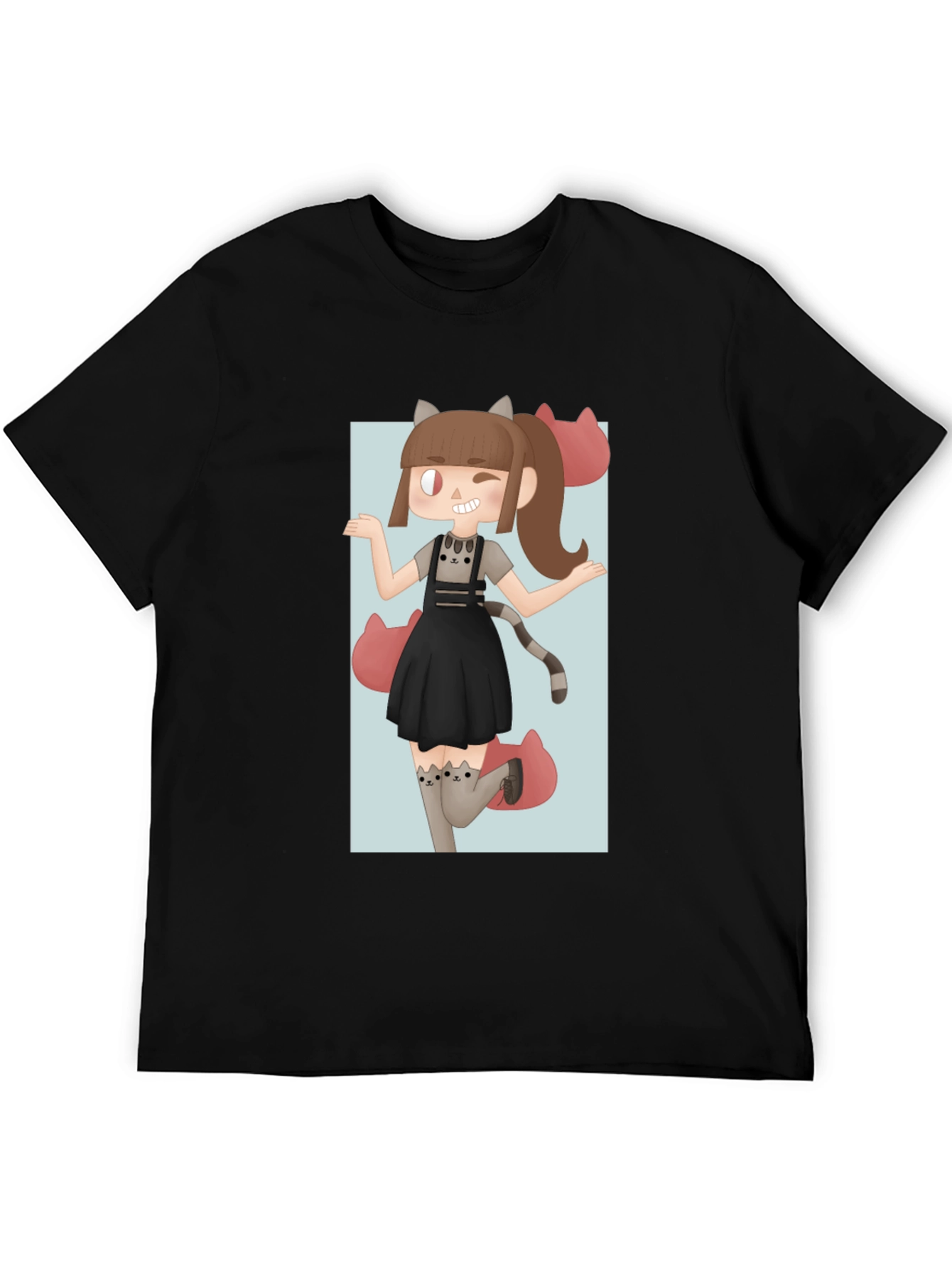 Black Anime Girl Graphic Tee - Black Unisex T-Shirt view 5