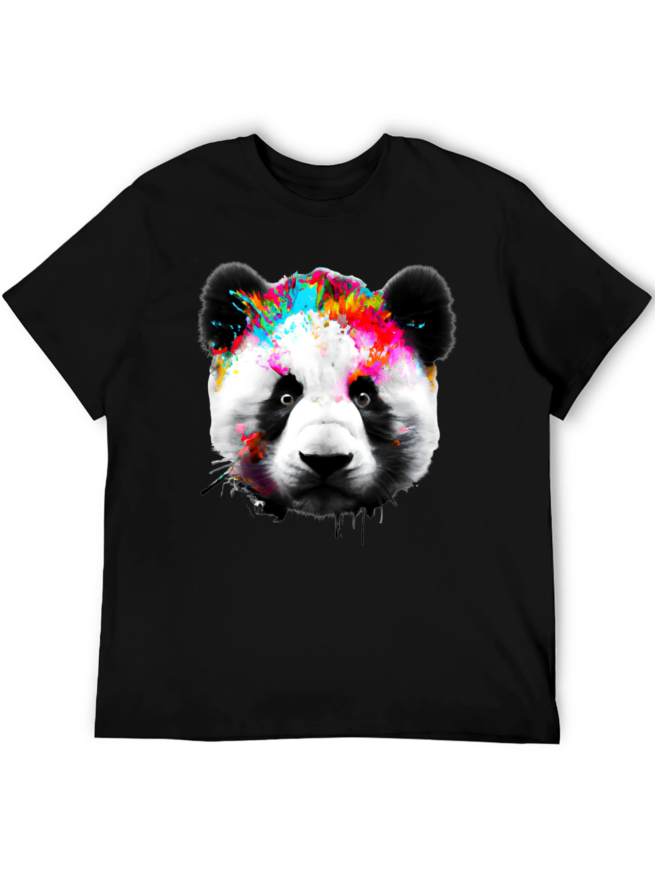 Black Colorful Panda Graphic T-Shirt view 5