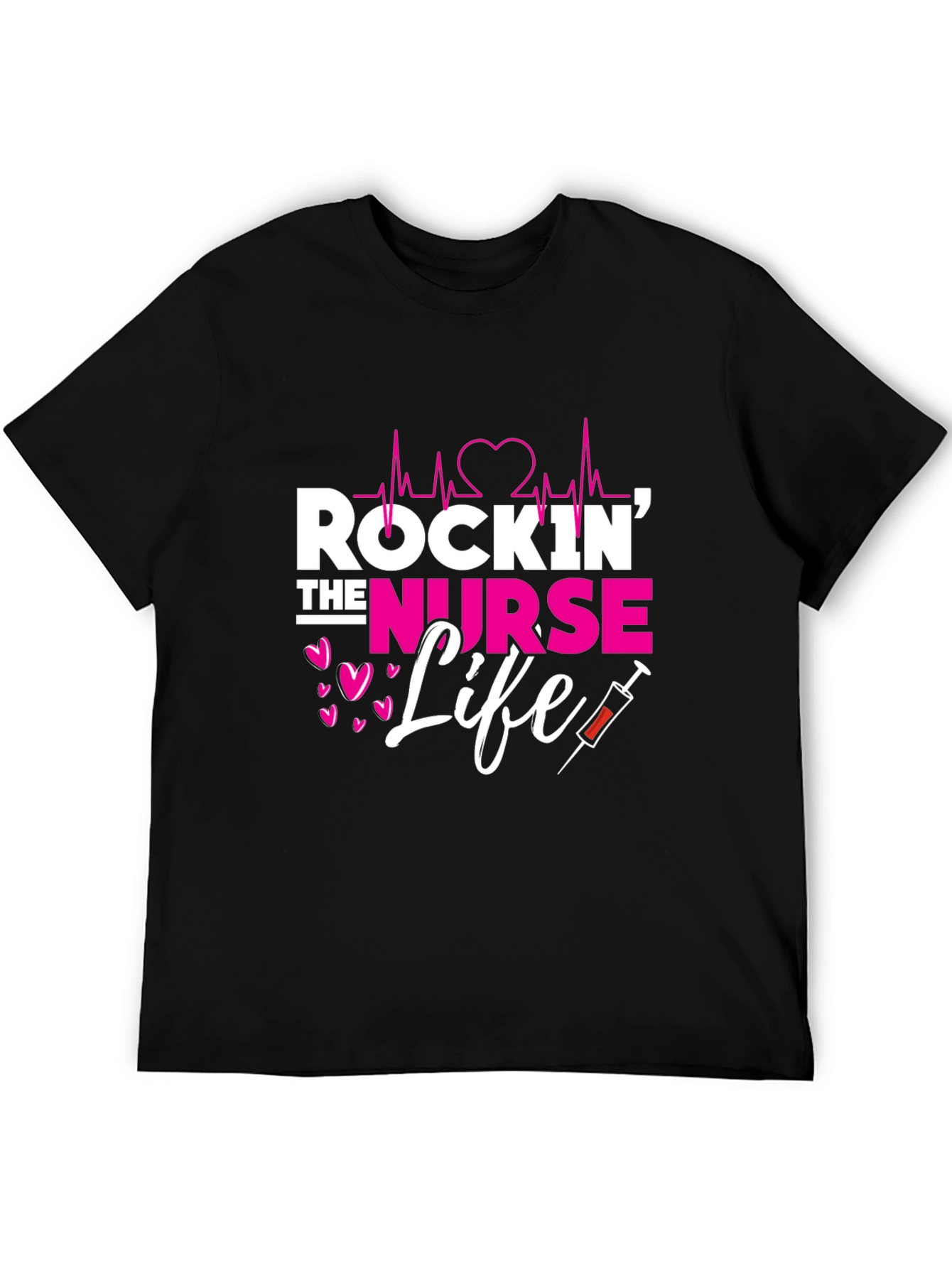 Black Rockin' The Nurse Life Graphic Tee view 5