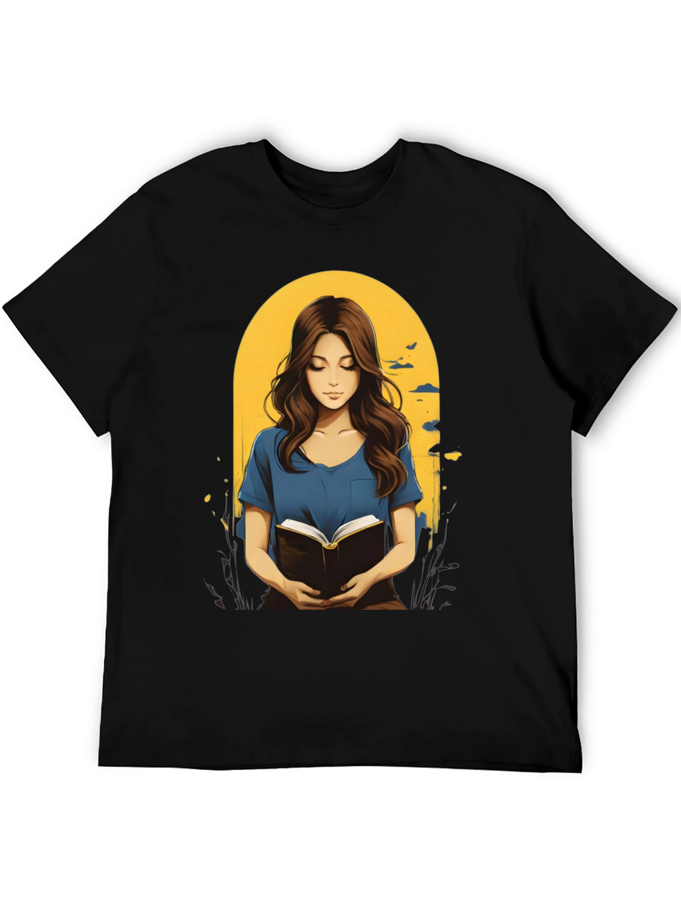 Black Woman Reading Book Graphic Tee - Stylish Casual Top view 5