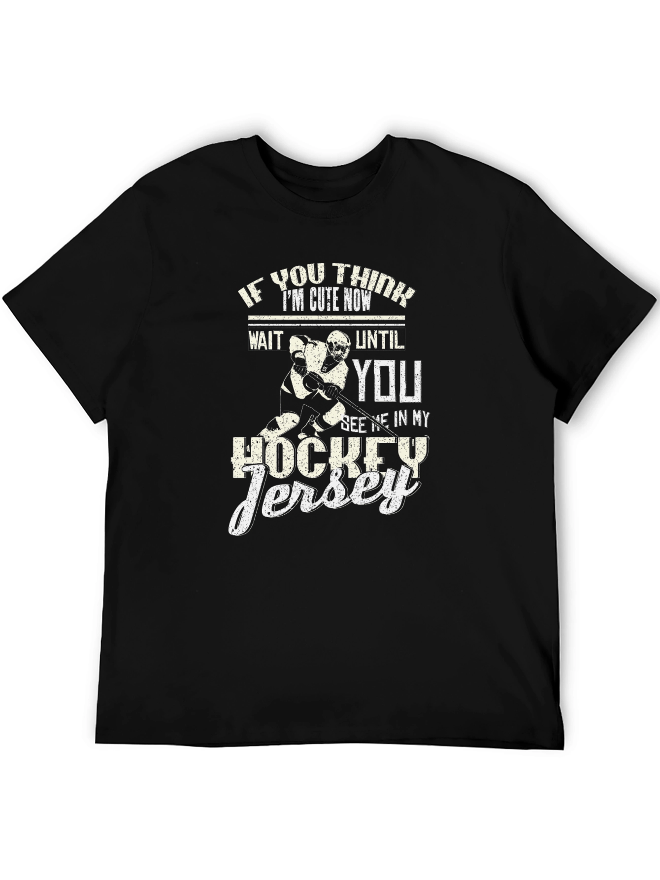 Black Funny Hockey Jersey T-Shirt view 5