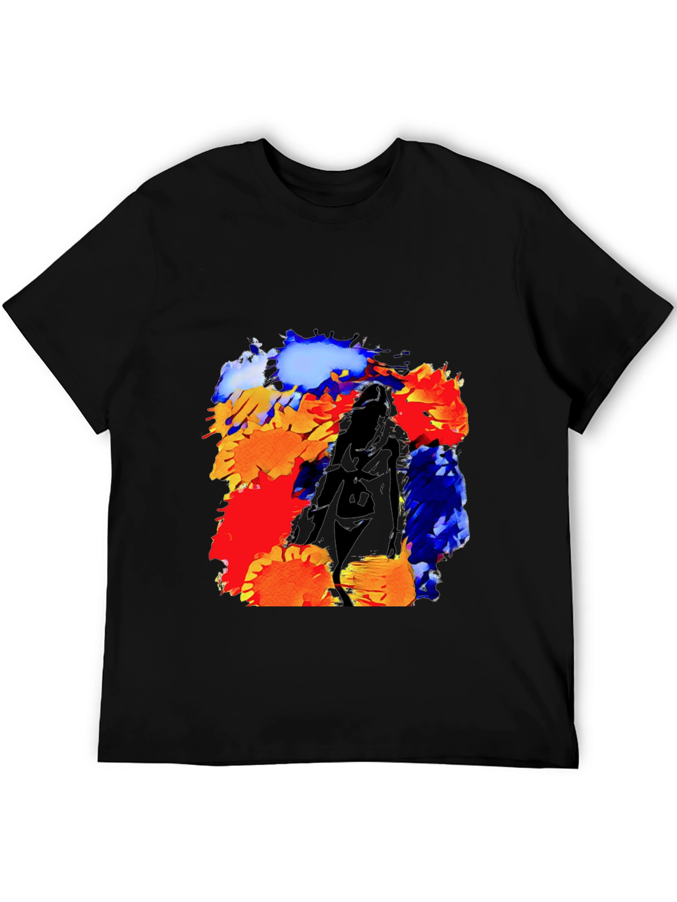 Black Abstract Flower Art T-Shirt view 5