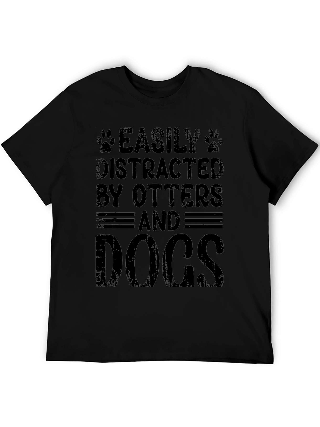 Black Easily Distracted By Otters and Dogs Black T-Shirt view 5