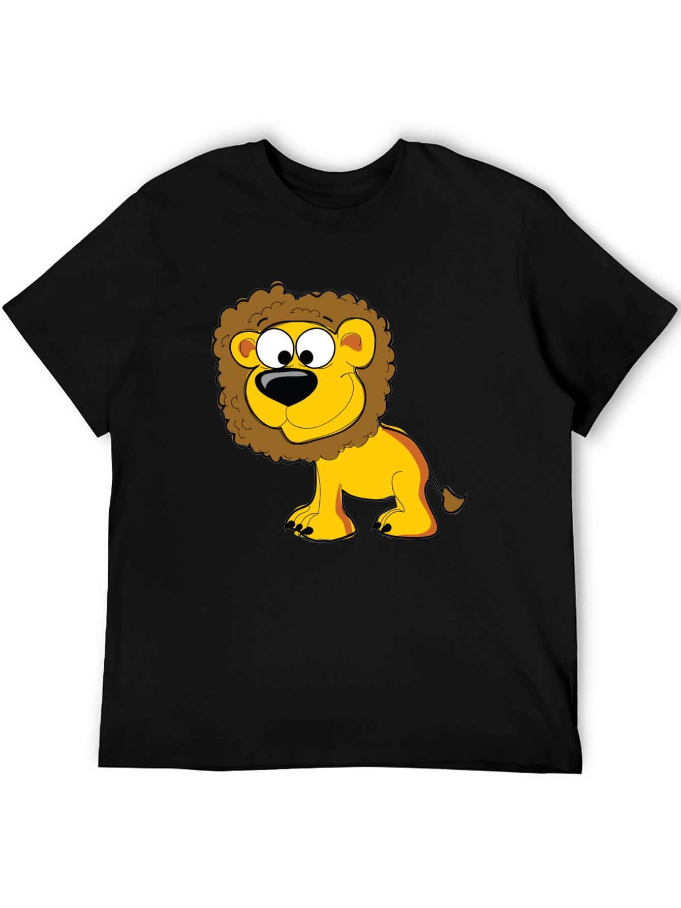Black Lion Cartoon Graphic Black T-Shirt view 5