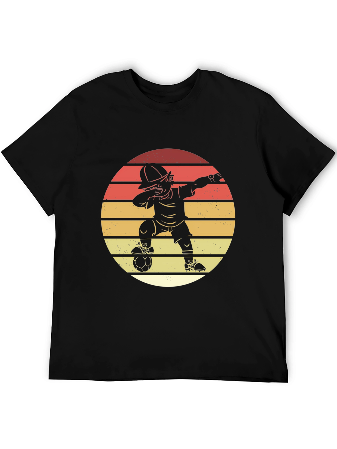 Black Soccer Dab T-Shirt - Retro Sunset Style view 5