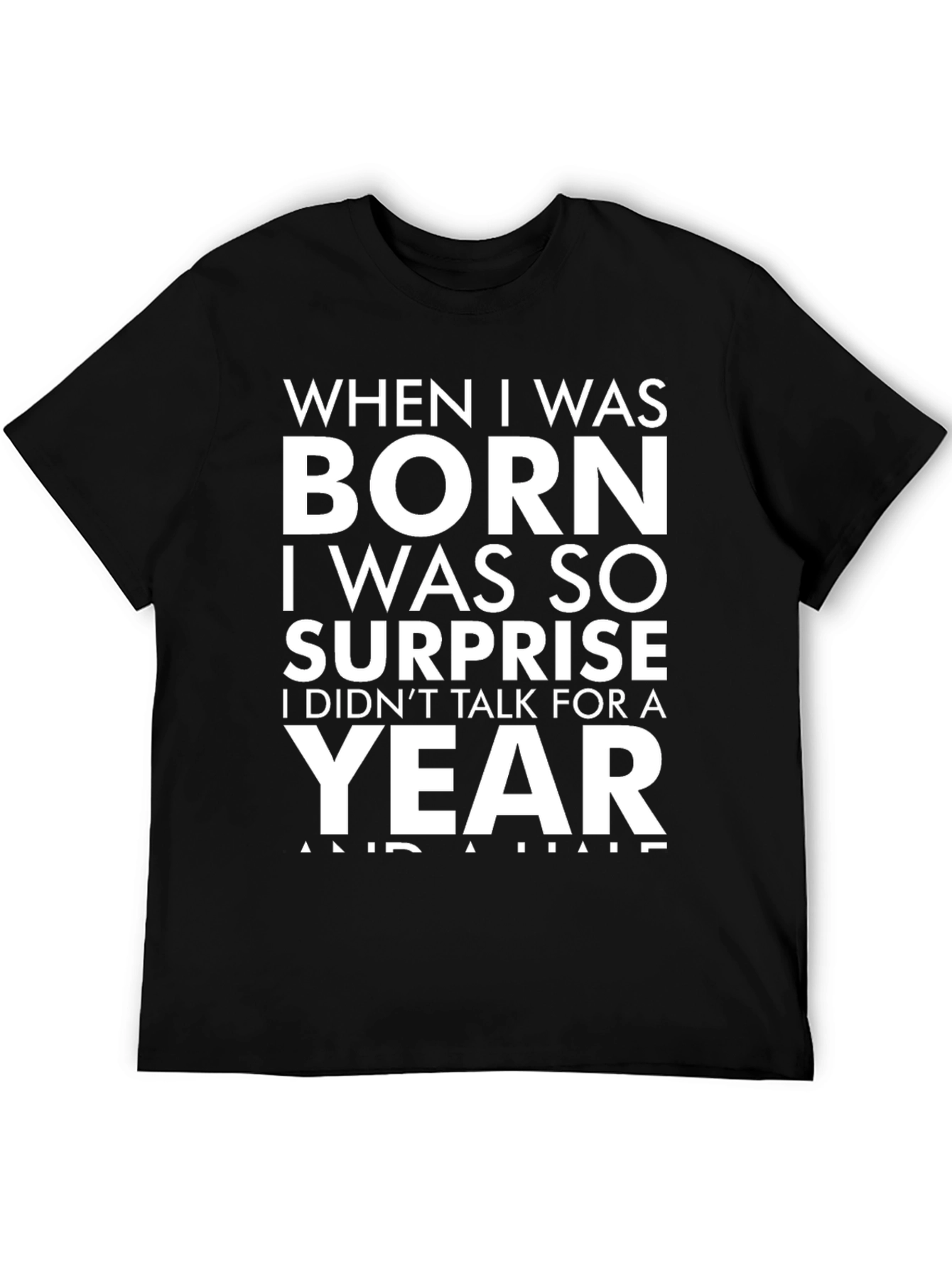 Black Funny "Born Surprise" Graphic Tee view 5